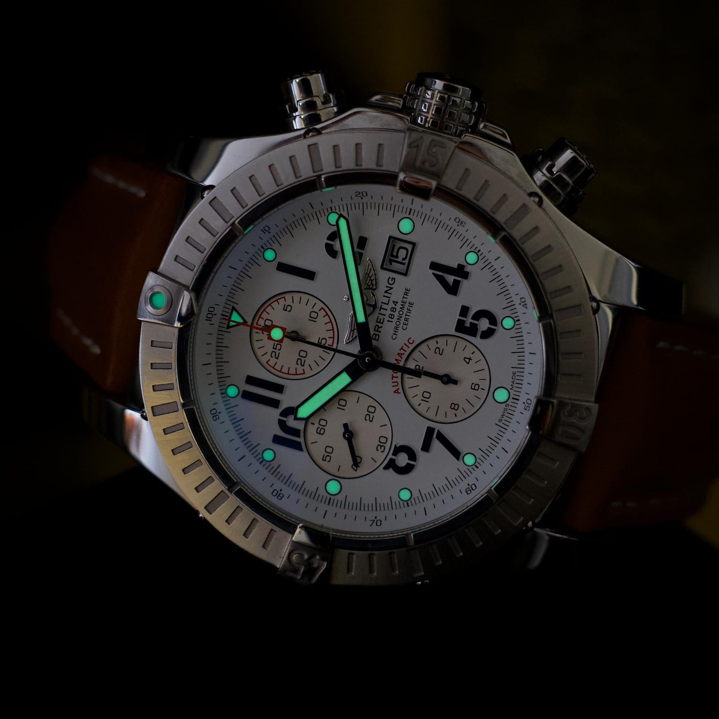Breitling Super Avenger A1337011 48mm White Dial Steel Bracelet Box Papers
