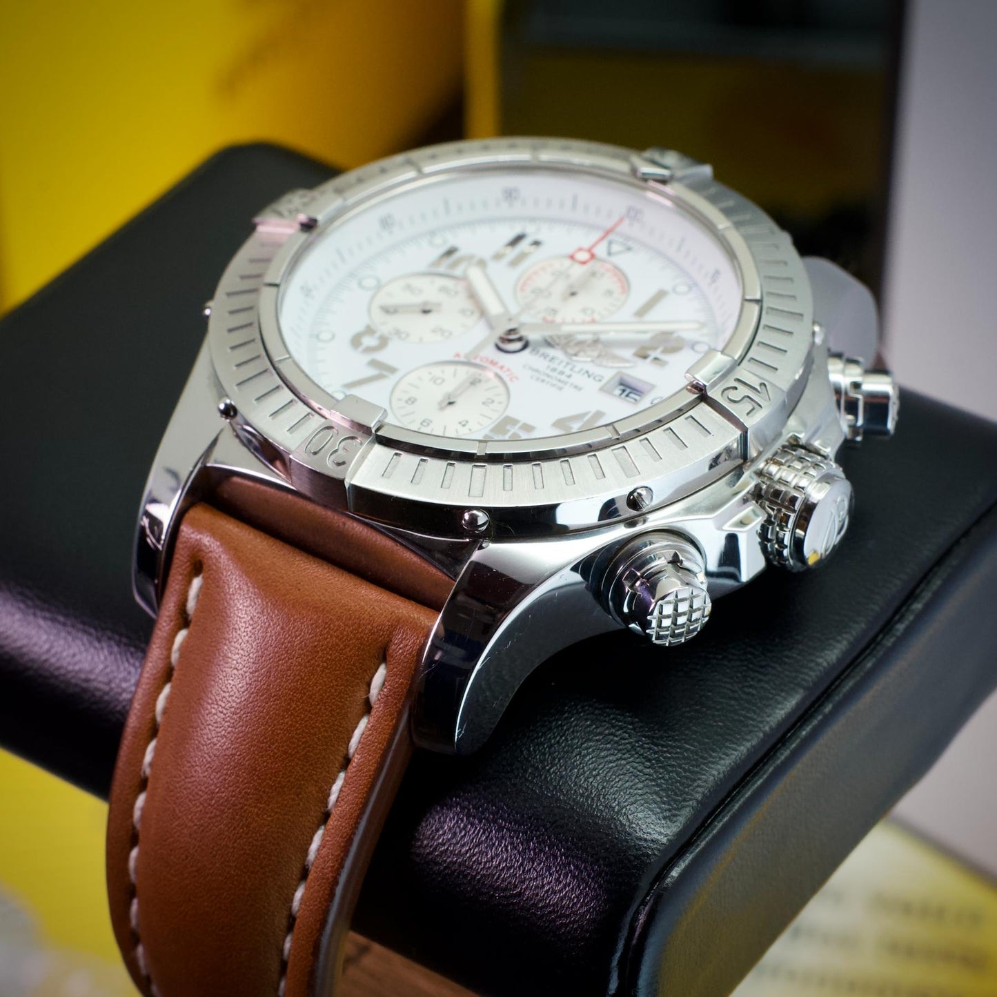 Breitling Super Avenger A1337011 48mm White Dial Steel Bracelet Box Papers