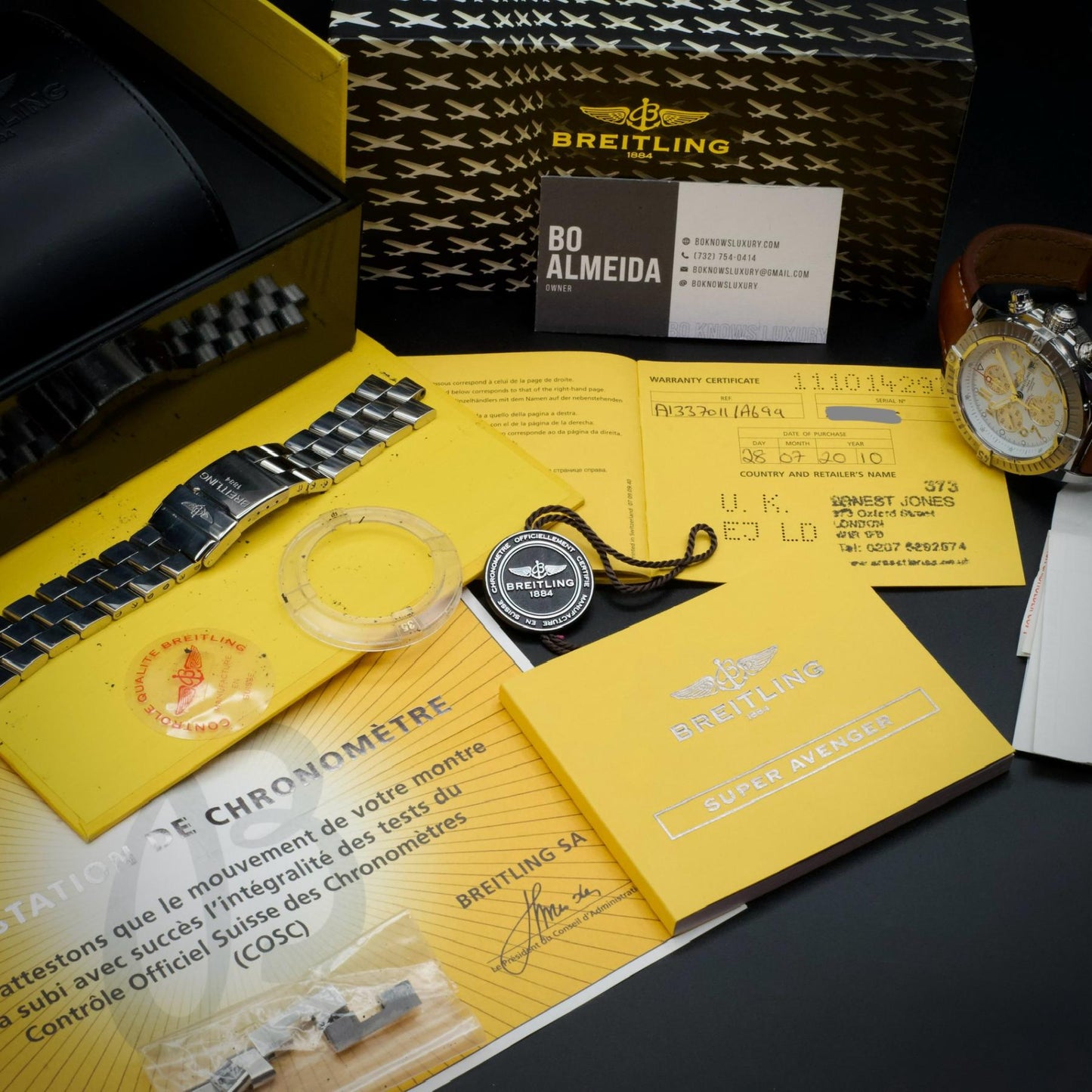 Breitling Super Avenger A1337011 48mm White Dial Steel Bracelet Box Papers