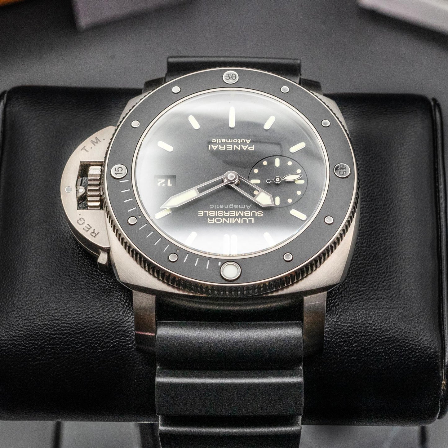 Panerai Luminor Submersible PAM00389 47mm Titanium Black Dial Box Papers 2015