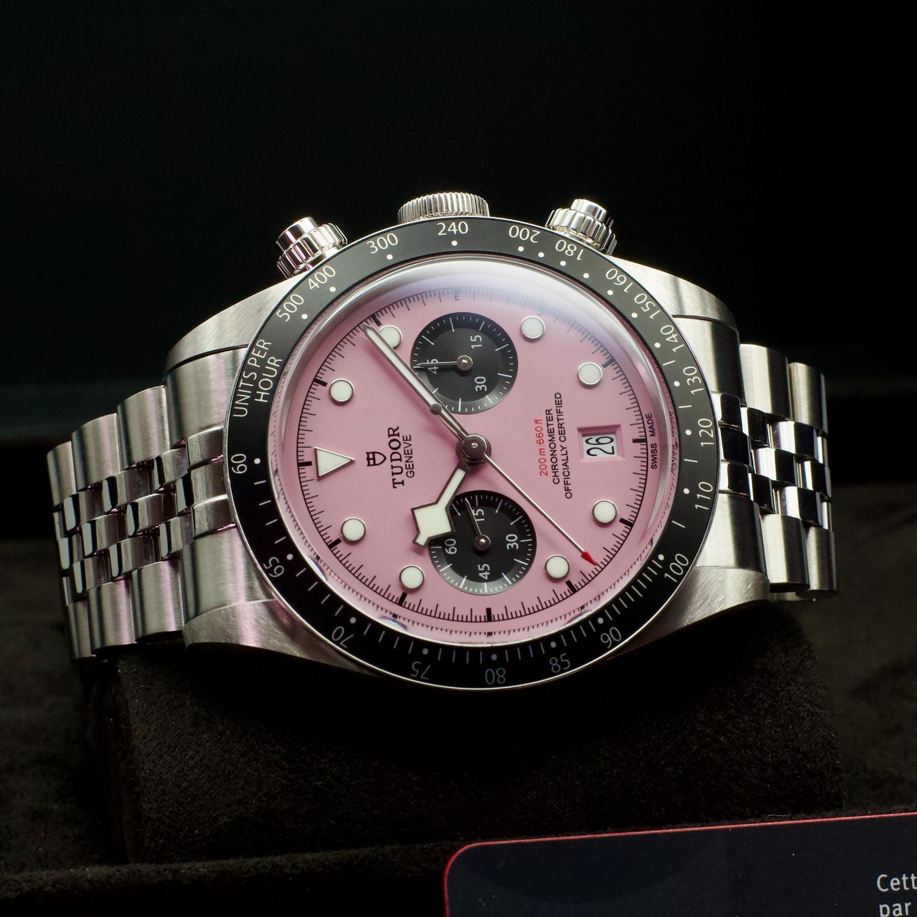 Tudor Black Bay Chrono M79360N-0019 41mm Pink Dial Steel Bracelet Box Papers
