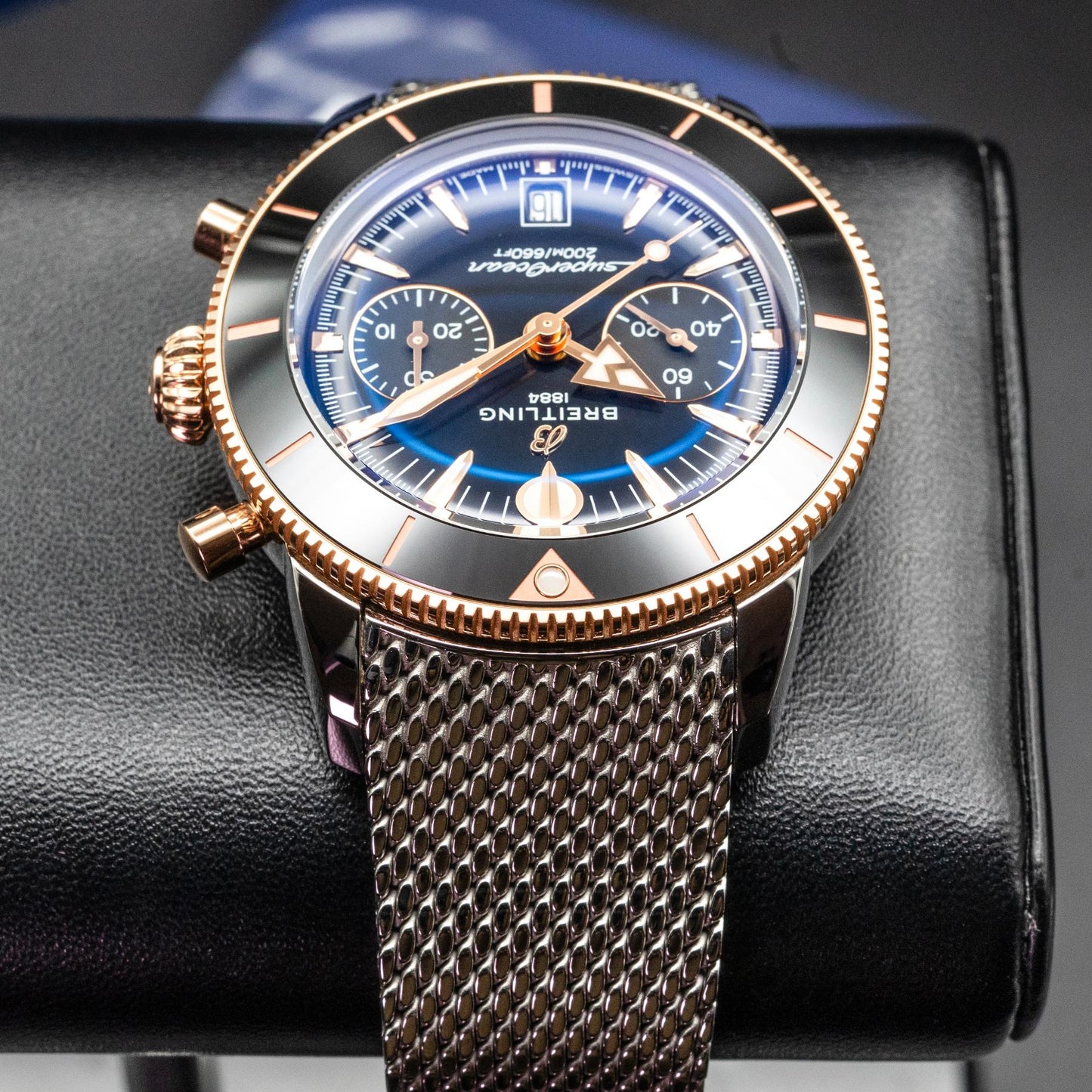 Breitling Superocean Heritage B01 Chronograph 42mm Steel Black Mesh Papers