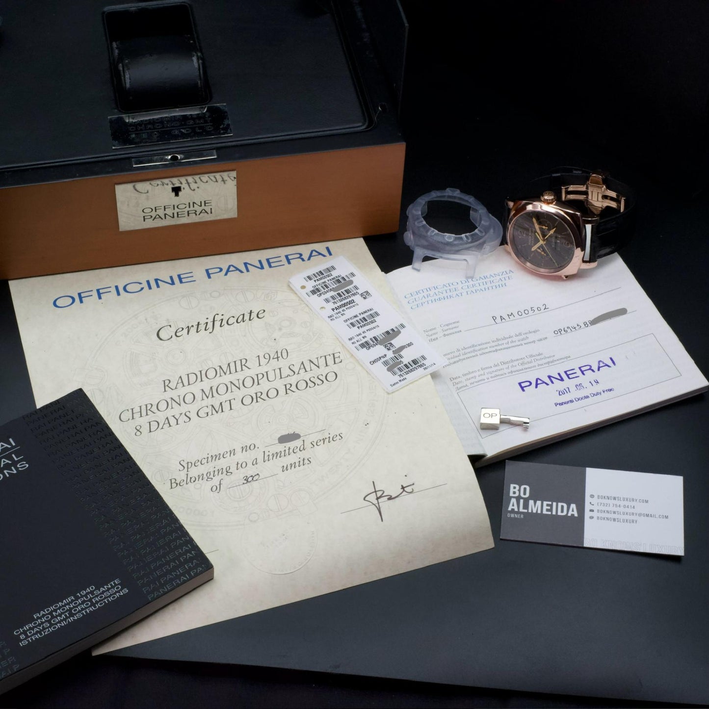 Panerai PAM00502 Radiomir 1940 Chrono Monopulsante GMT Red Gold 45mm Ltd 300