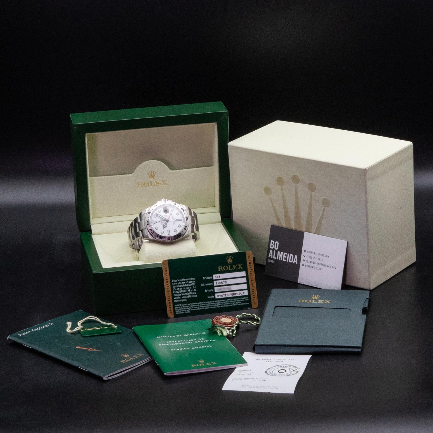 Rolex Explorer II 216570 42mm Oystersteel Polar White Dial Box Papers 2015