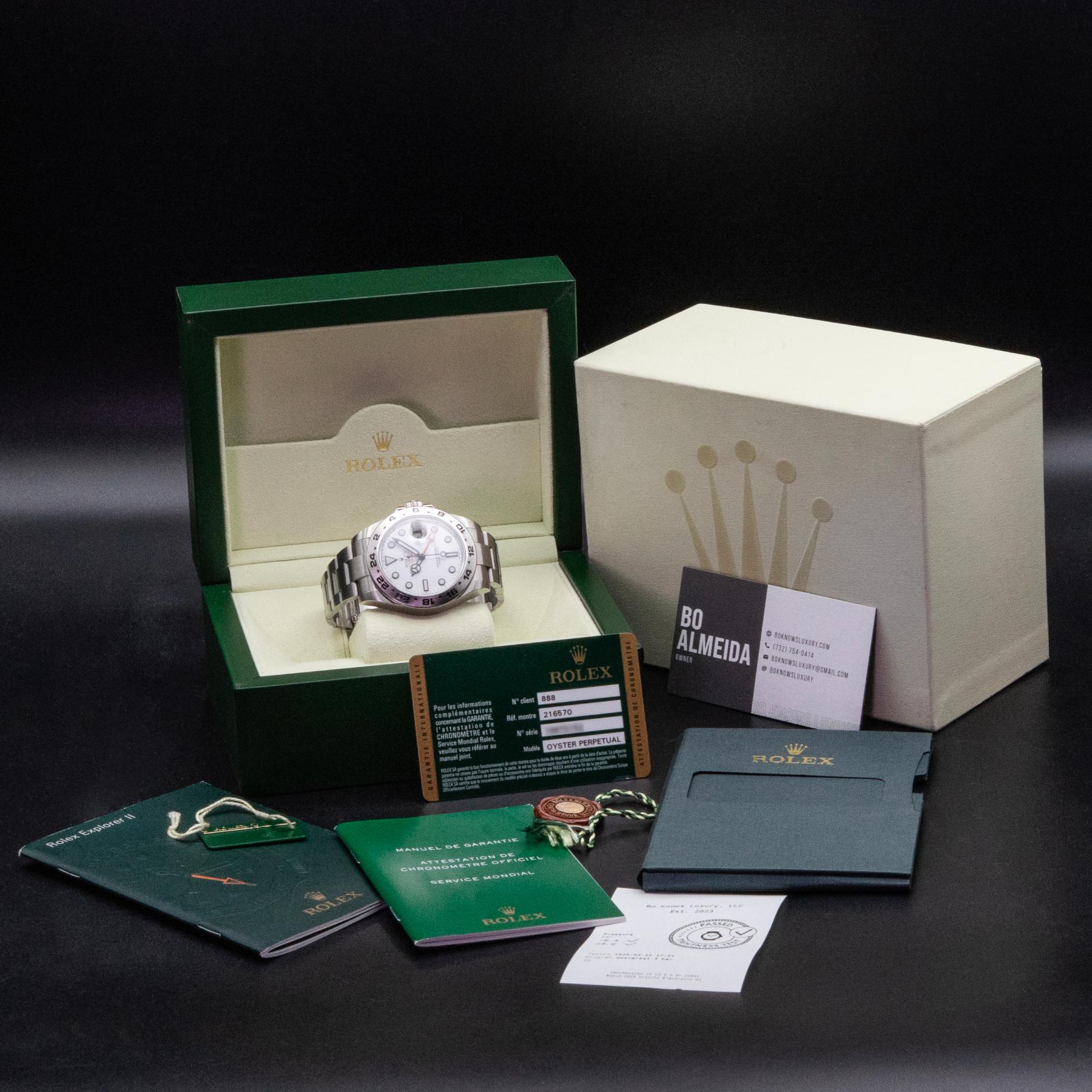 Rolex Explorer II 216570 42mm Oystersteel Polar White Dial Box Papers 2015