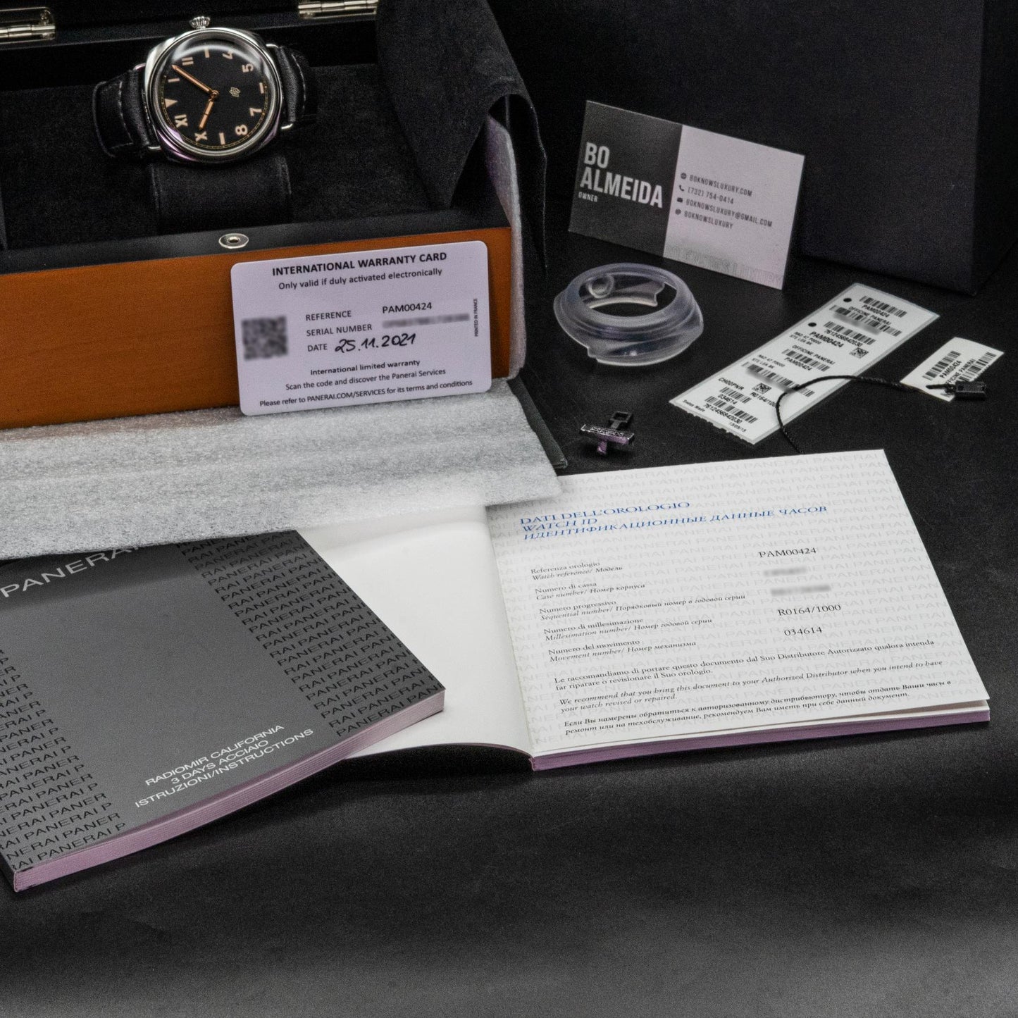 Panerai Radiomir California 3 Days PAM00424 47mm Steel Black Dial Box Papers 2021