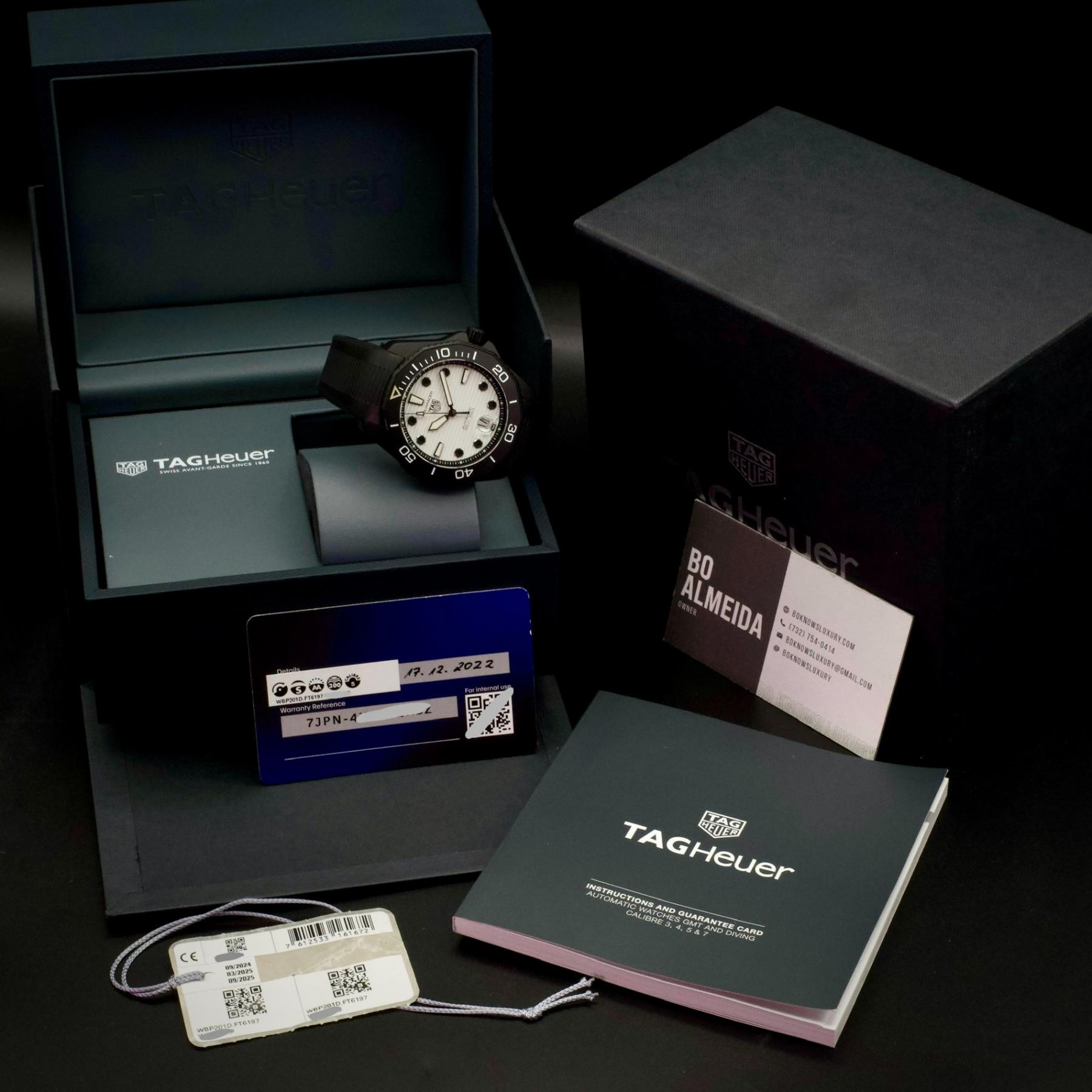 TAG Heuer Aquaracer WBP201D Nightdiver 43mm Black DLC White Dial 2022