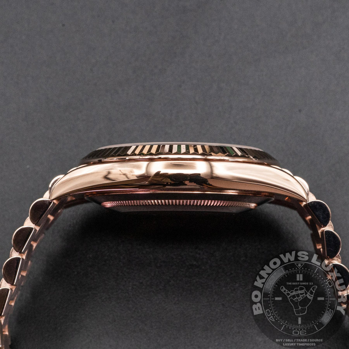 Rolex Day-Date 40 228235 40mm 18K Everose Gold Olive Green Roman Box Papers 2019