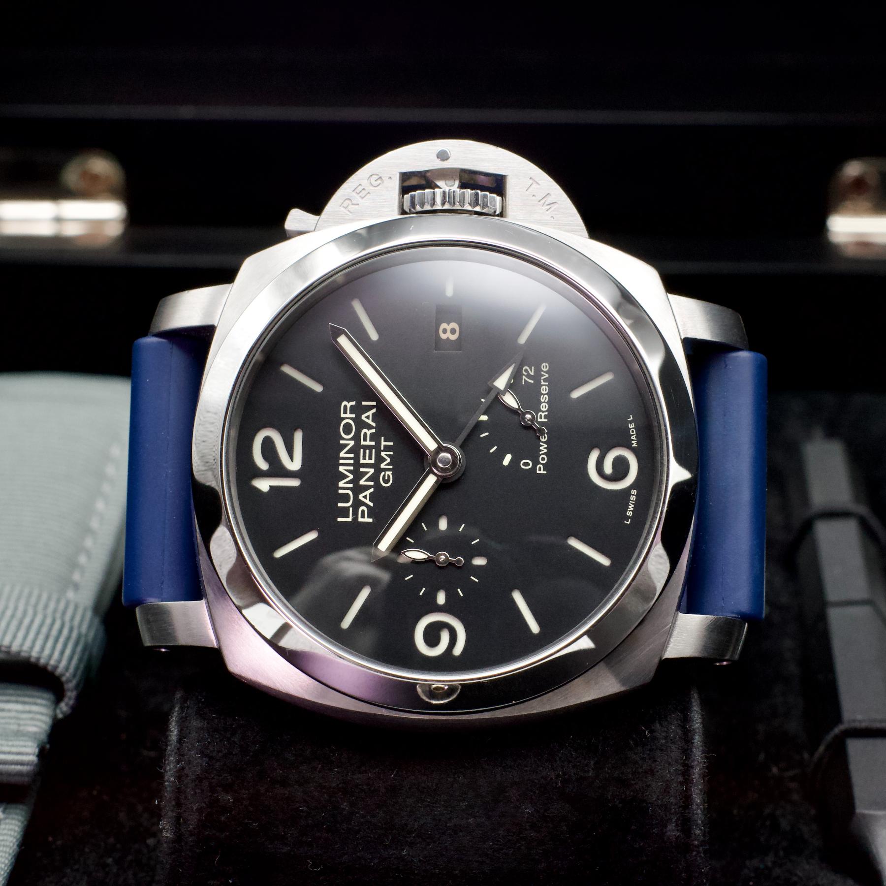 Panerai Luminor 1950 GMT PAM00321 44mm Steel Black Dial Box Papers 2013