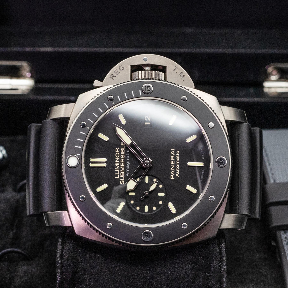 Panerai Luminor Submersible PAM00389 47mm Titanium Black Dial Box Papers 2015