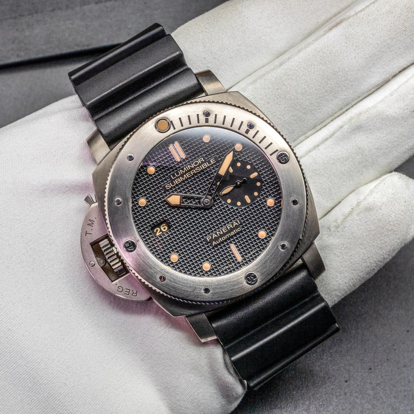 Panerai Luminor Submersible PAM00569 47mm Titanium Black Dial Box Papers 2014
