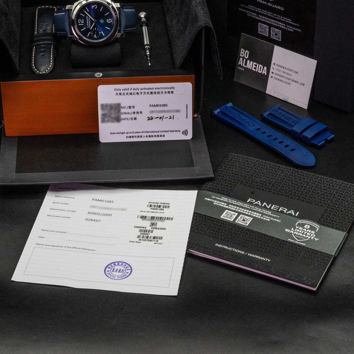 Panerai Luminor Blu Mare PAM01085 44mm Steel Blue Dial Box Papers 2021