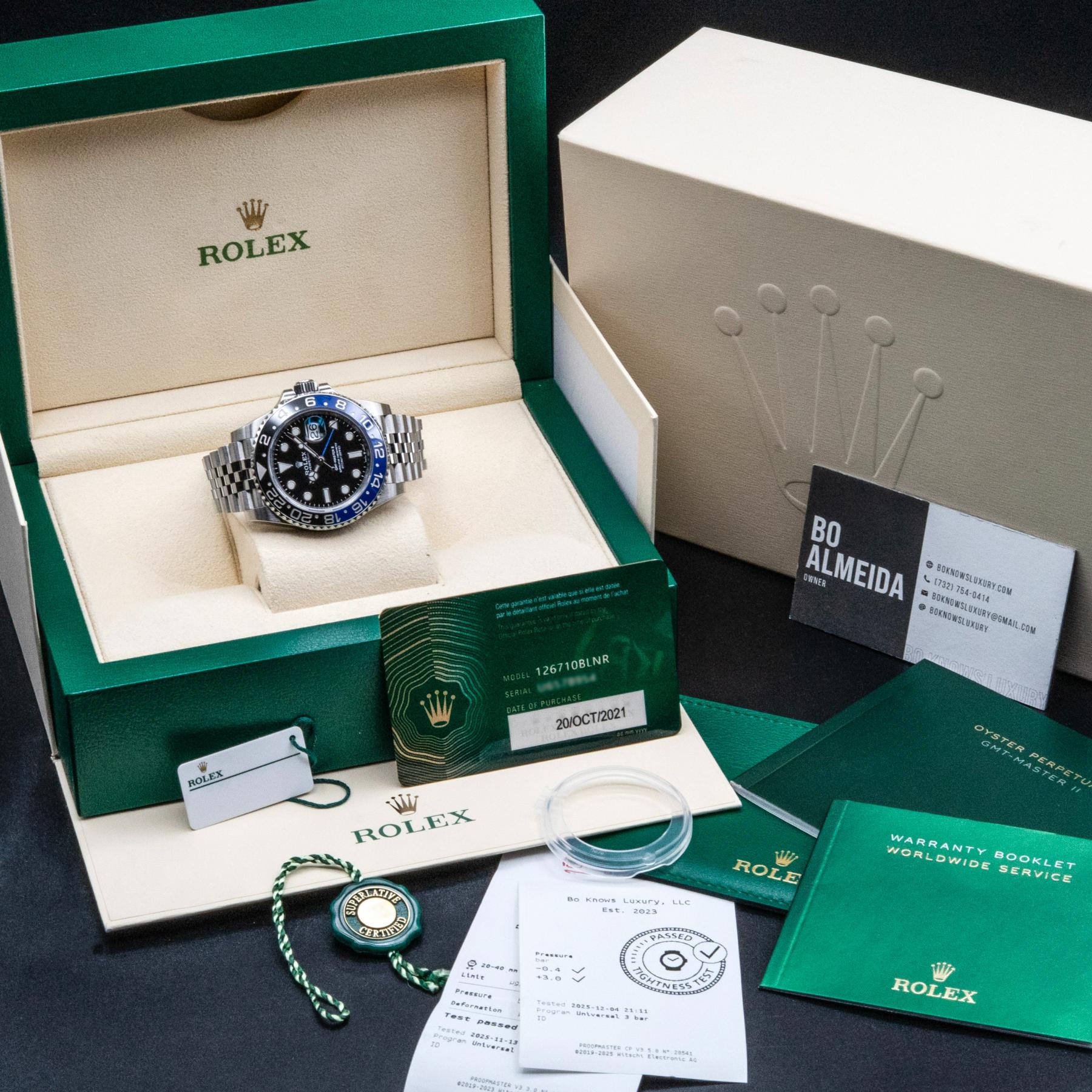 Rolex GMT-Master II 126710BLNR Batgirl Jubilee 40mm Steel 2021 Box Papers