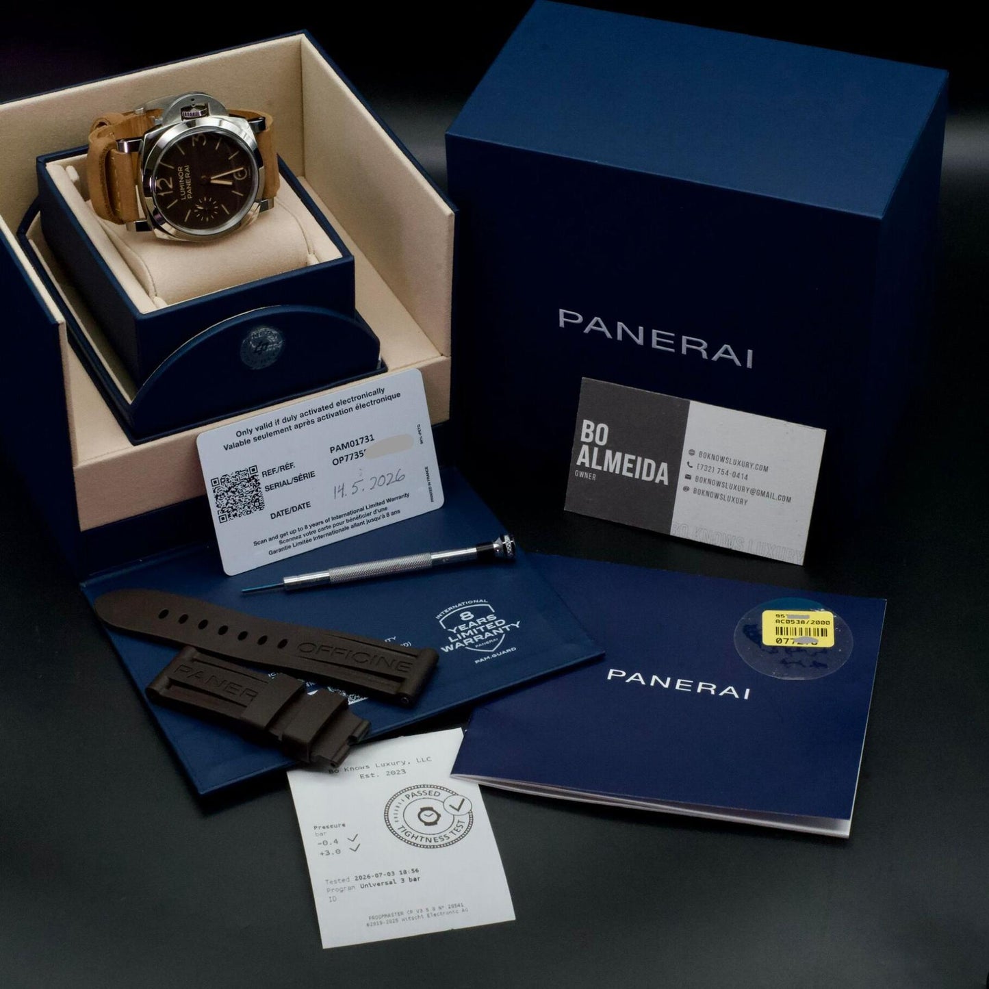 Panerai Luminor PAM01731 44mm Steel Tobacco Sandwich Dial Box Papers 2026