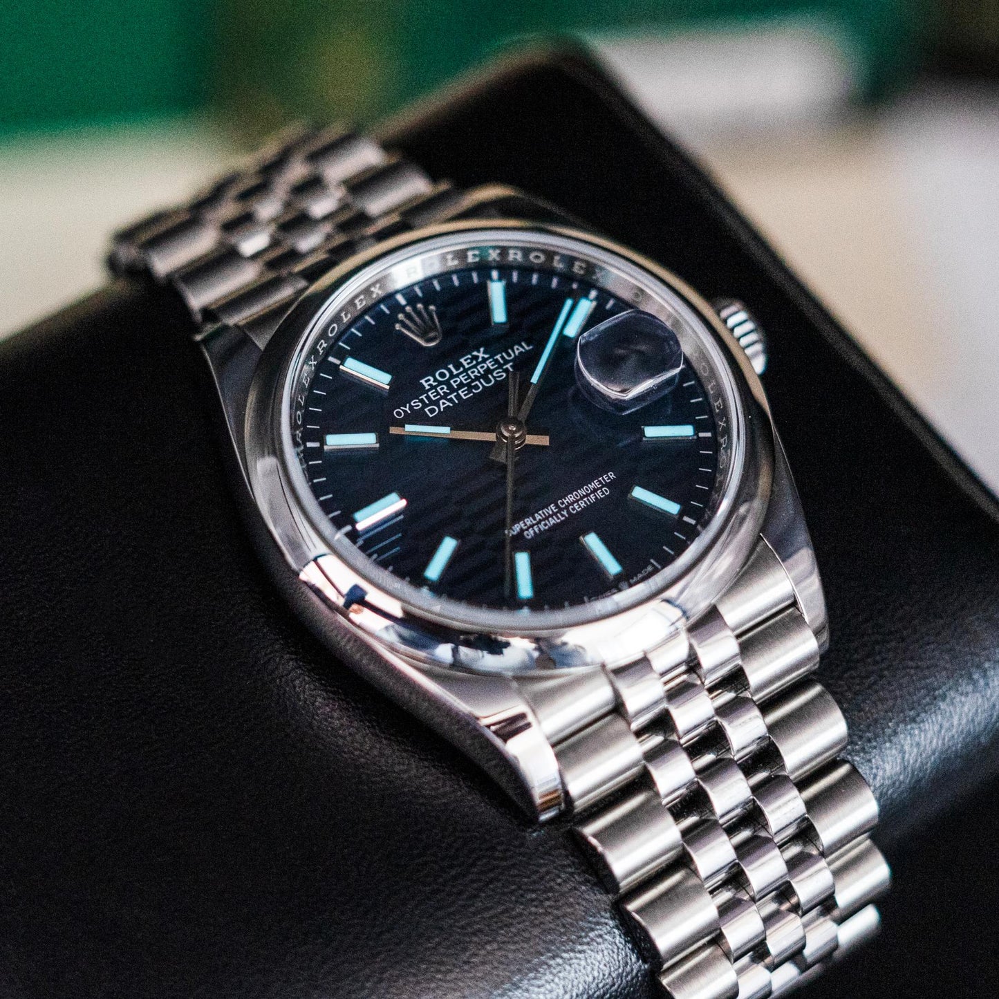 Rolex Datejust 126200 36mm Blue Motif Dial 2022 Lumes