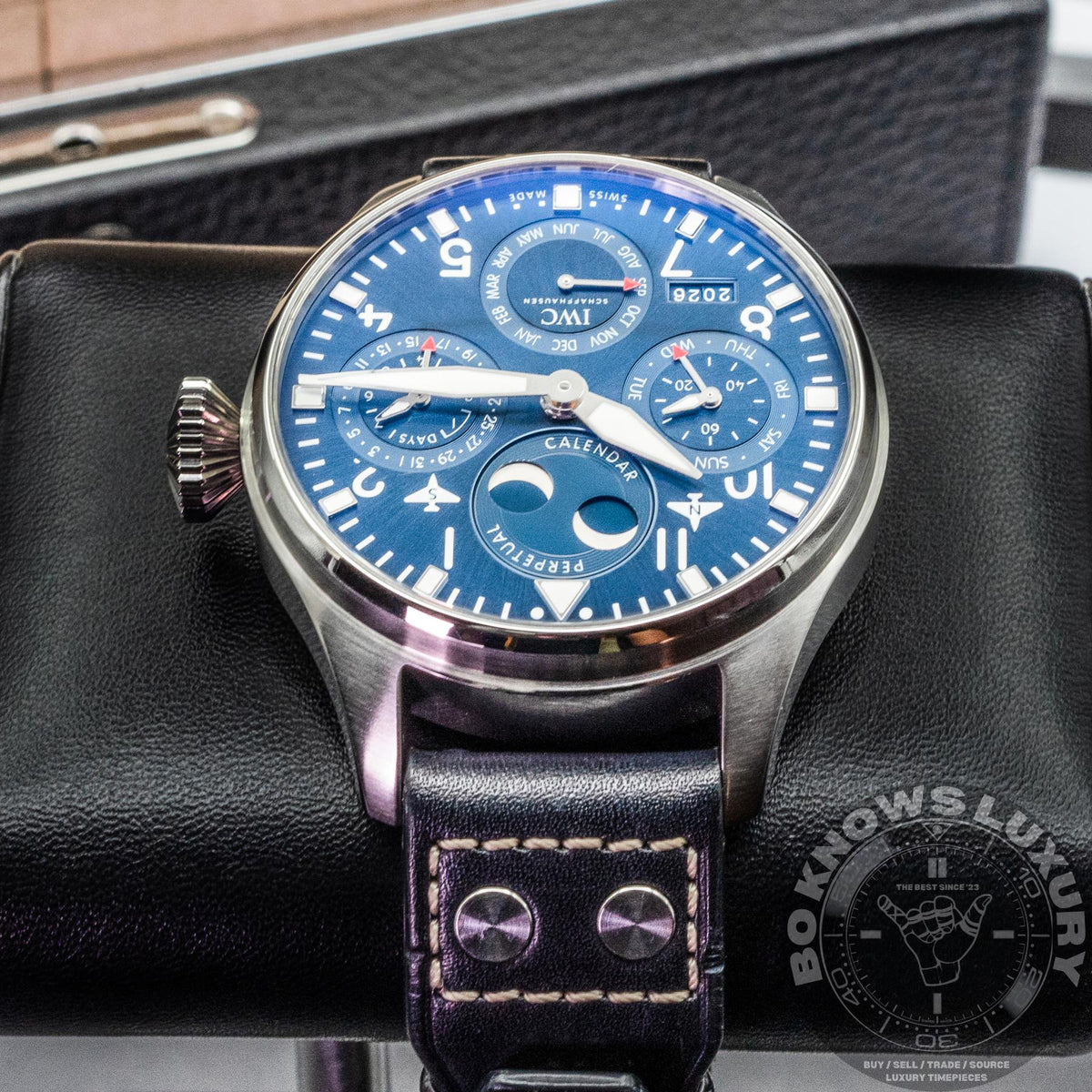IWC Big Pilot Perpetual Calendar IW503605 46mm Steel Blue Dial Box Papers 2023