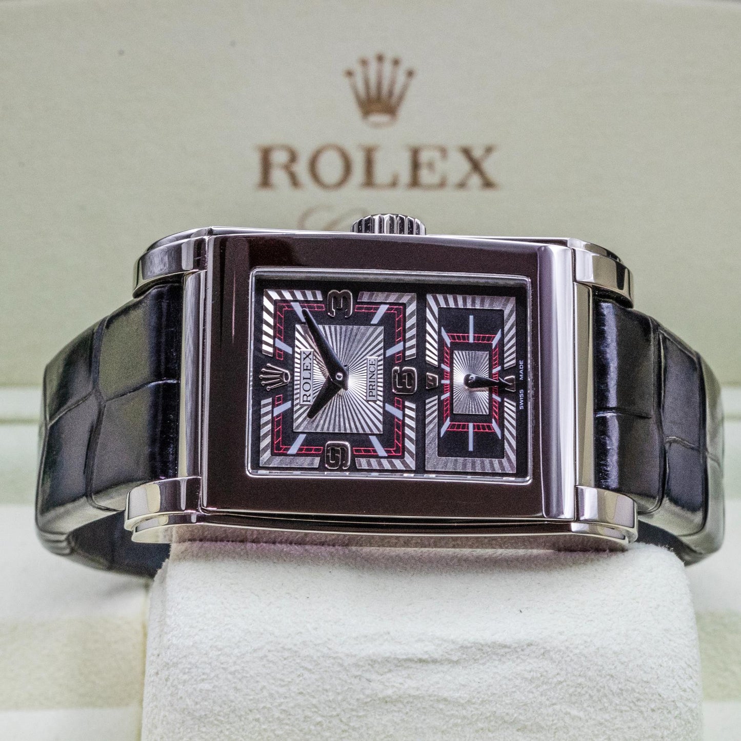 Rolex Cellini Prince 5443/9 18K White Gold Black Guilloche Dial Box Papers 2017