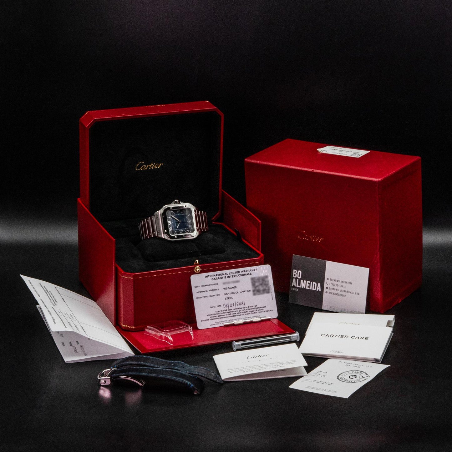Cartier Santos De Cartier Large WSSA0030 Steel Blue Dial Box Papers 2021