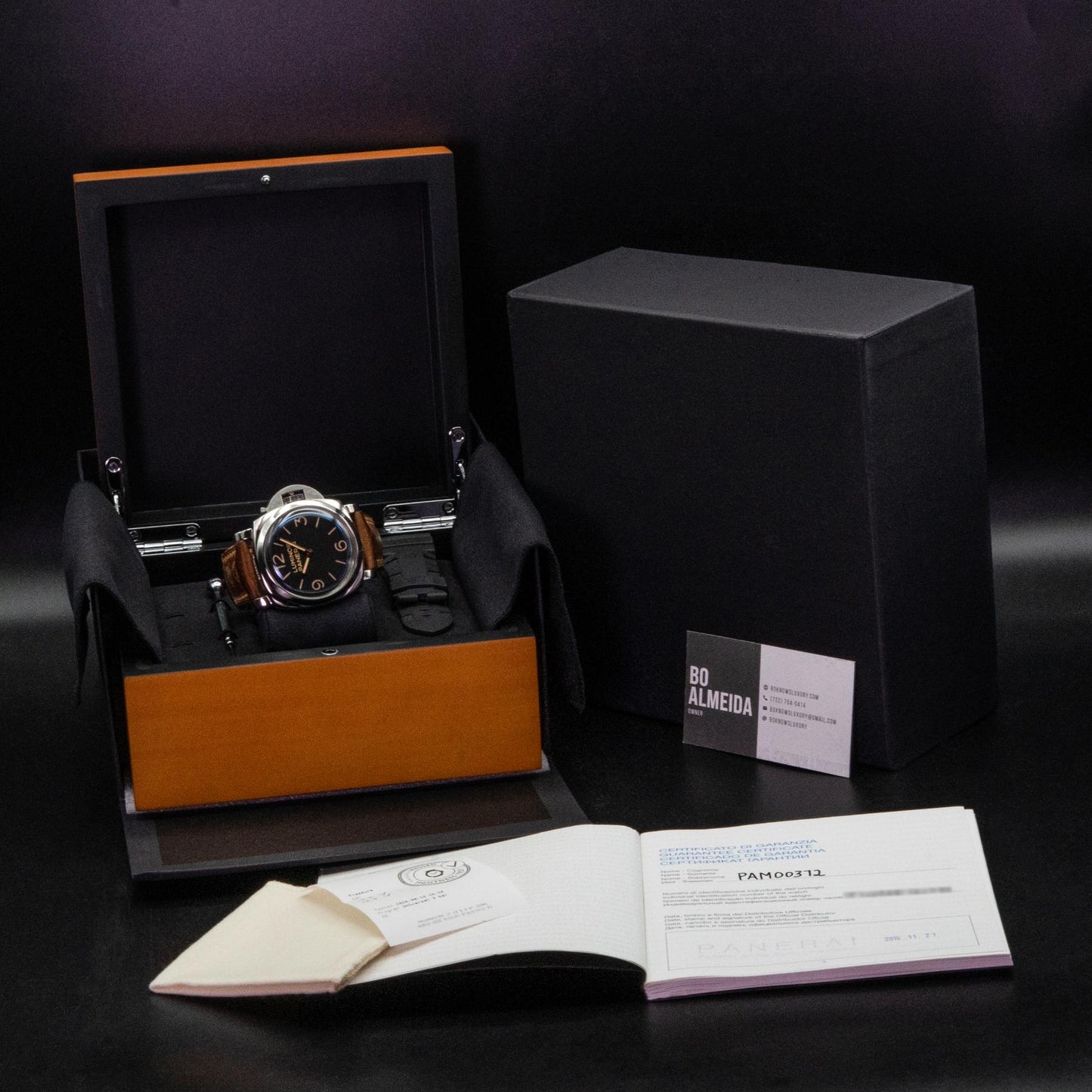 Panerai Luminor PAM00372 47mm Steel Black Dial Box Papers 2016