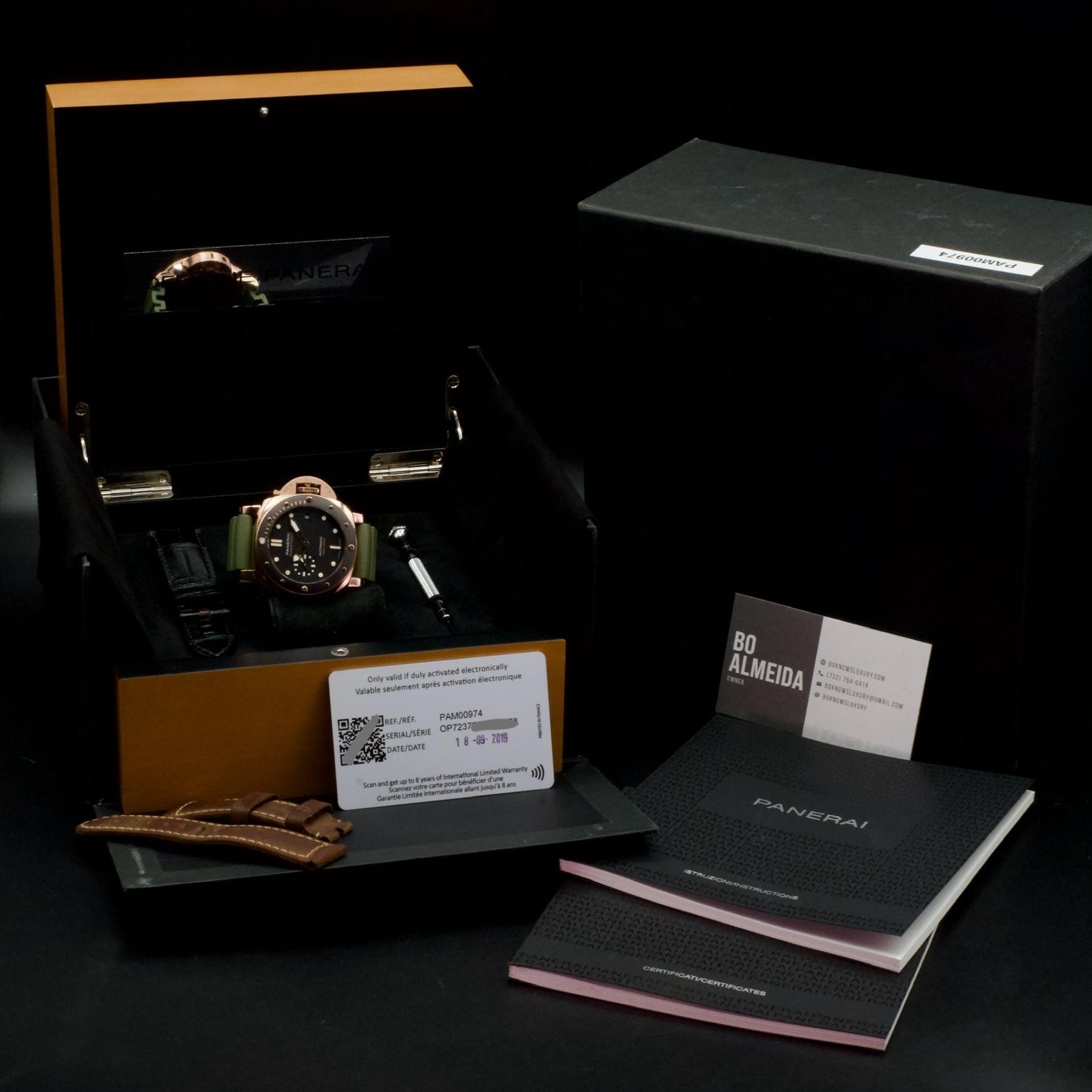 Panerai Submersible 1950 Goldtech 3 Days Rose Gold Black Dial 42mm PAM00974 B&P