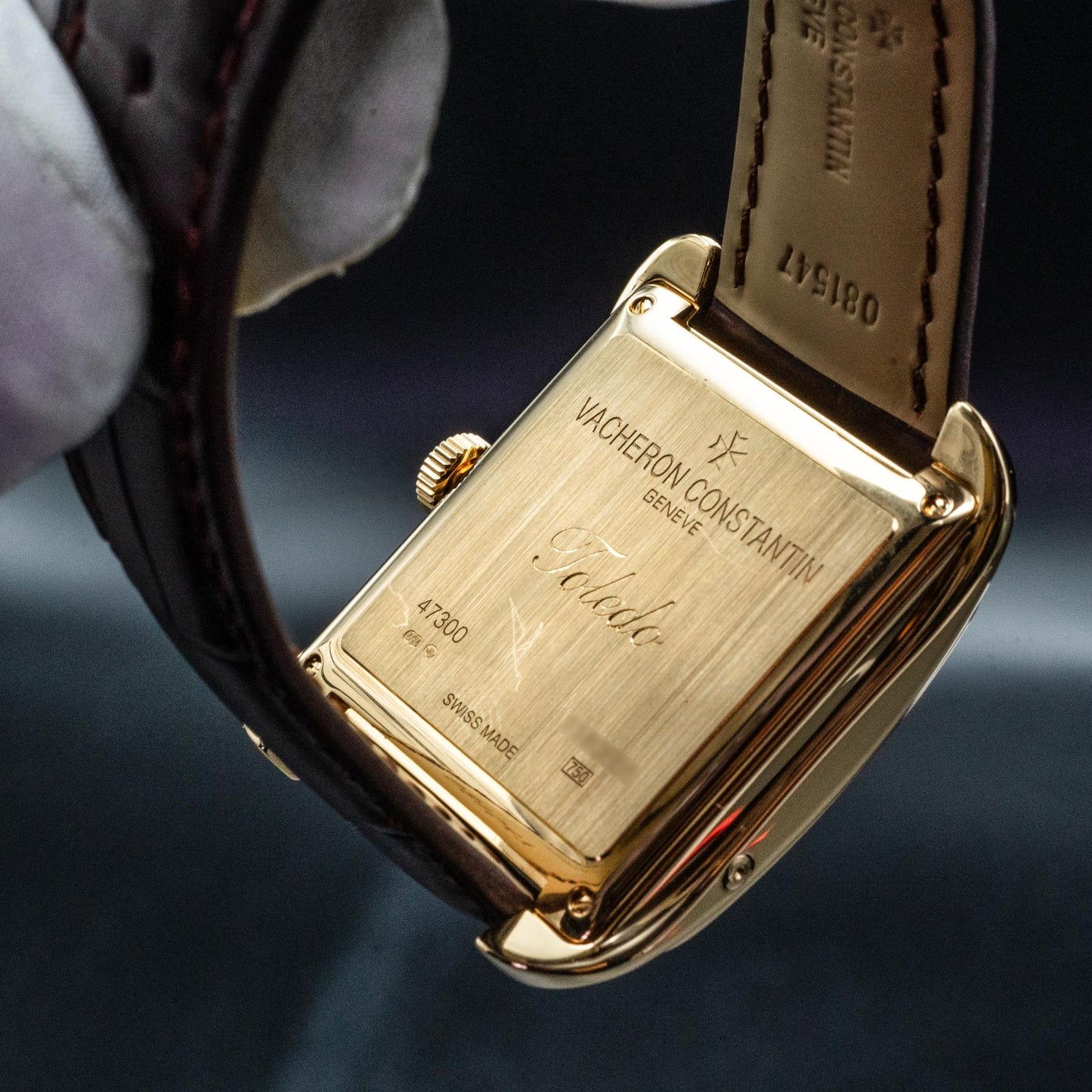 Vacheron Constantin Toledo 1952 47300 Rose Gold Silver Guilloche Dial Moonphase