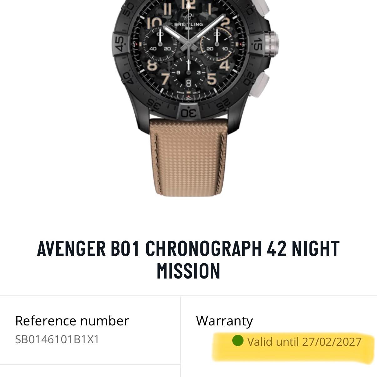 Breitling Avenger B01 Chronograph 42 Night Mission SB0146101B1X1 Box Papers 2022