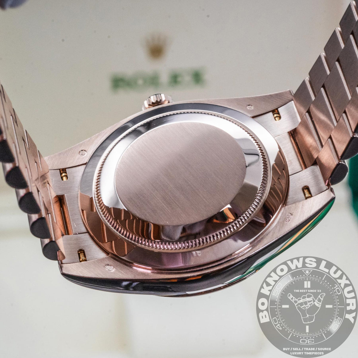 Rolex Day-Date 40 228235 40mm 18K Everose Gold Olive Green Roman Box Papers 2019