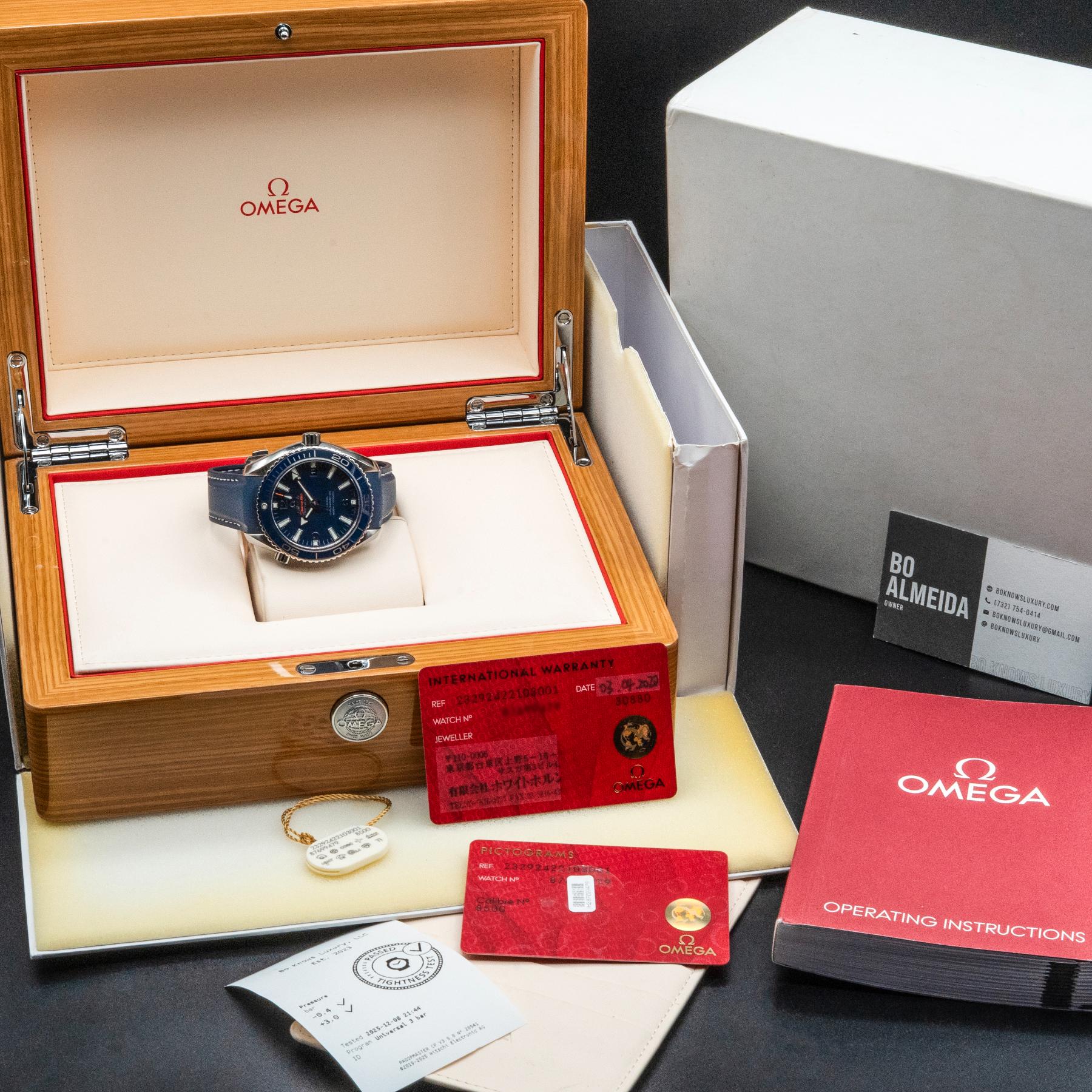 Omega Seamaster Planet Ocean 600M 42mm Titanium Blue Dial Co-Axial Box Papers