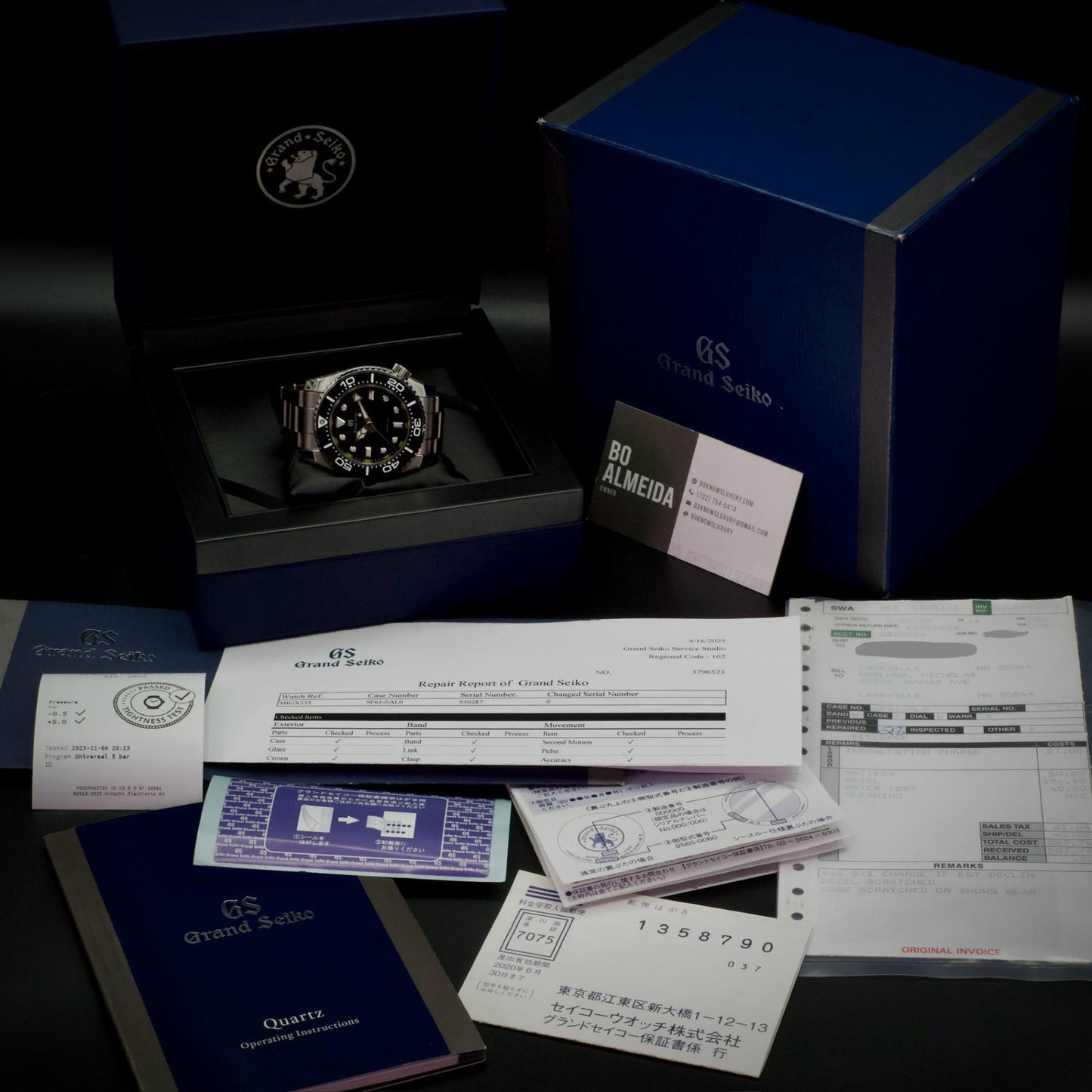 Grand Seiko SBGX335 Sport 9F Quartz Diver 43.6mm Black Dial