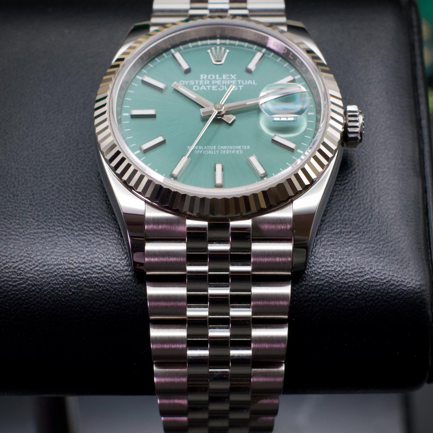 Rolex Datejust 36 126234 Mint Green Dial White Gold Bezel Jubilee 2024