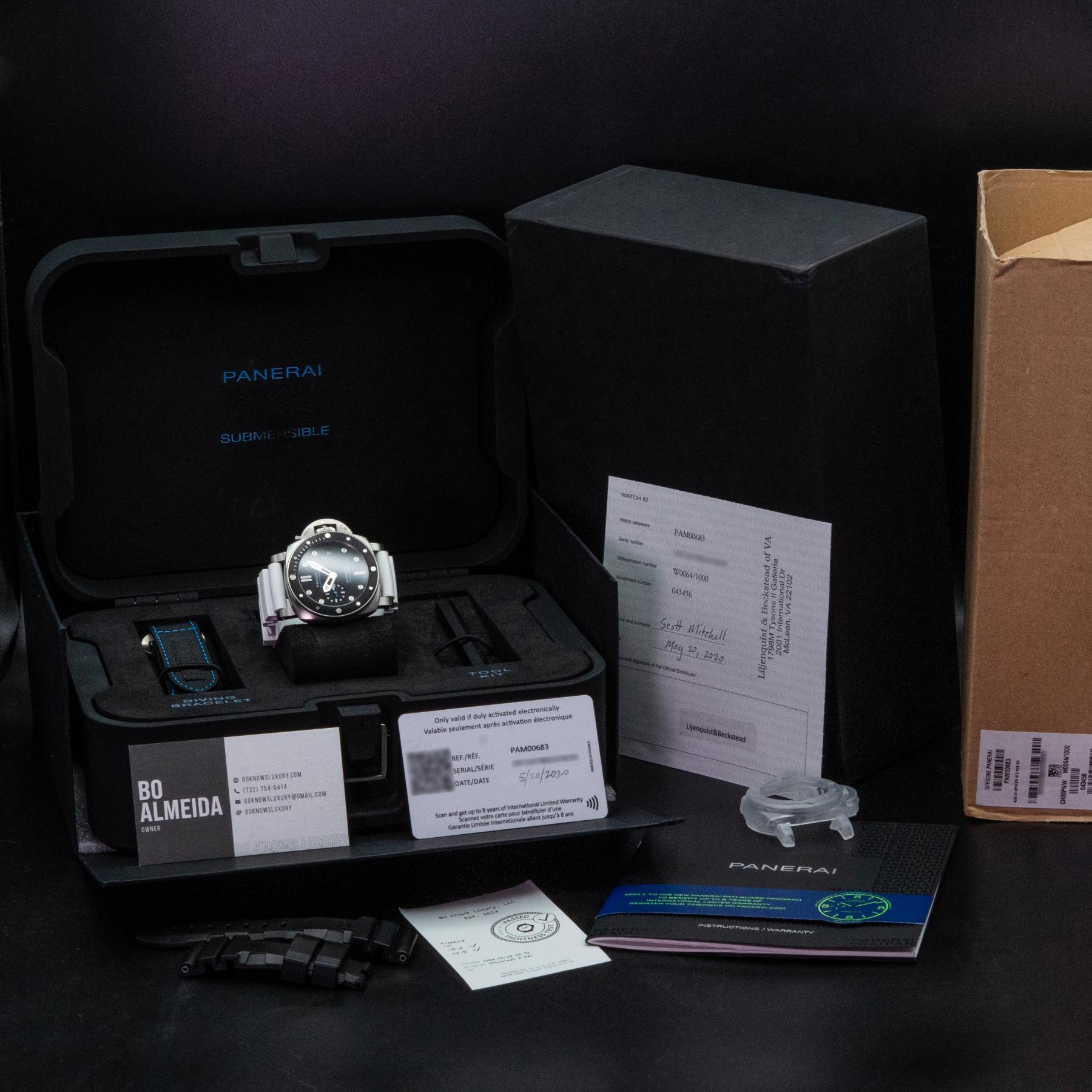 Panerai Submersible PAM00683 42mm Steel Black Dial Box Papers 2020