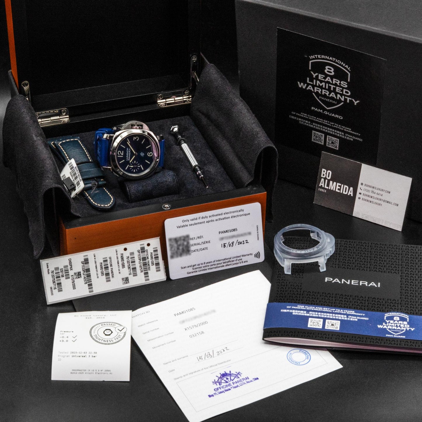 Panerai PAM01085 Luminor Logo Blu Mare 44mm Steel Blue Sunburst Dial