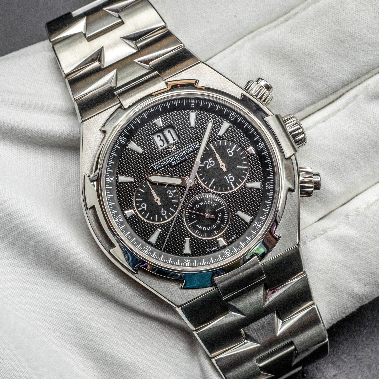Vacheron Constantin Overseas Chronograph 49150 42mm Steel Black Dial Box Papers
