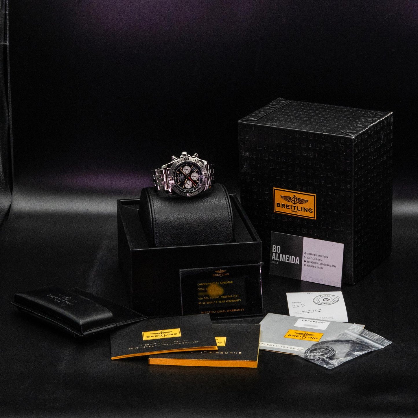 Breitling Chronomat 44 Airborne AB01154G/BD13-375A Steel Black Box Papers 2014