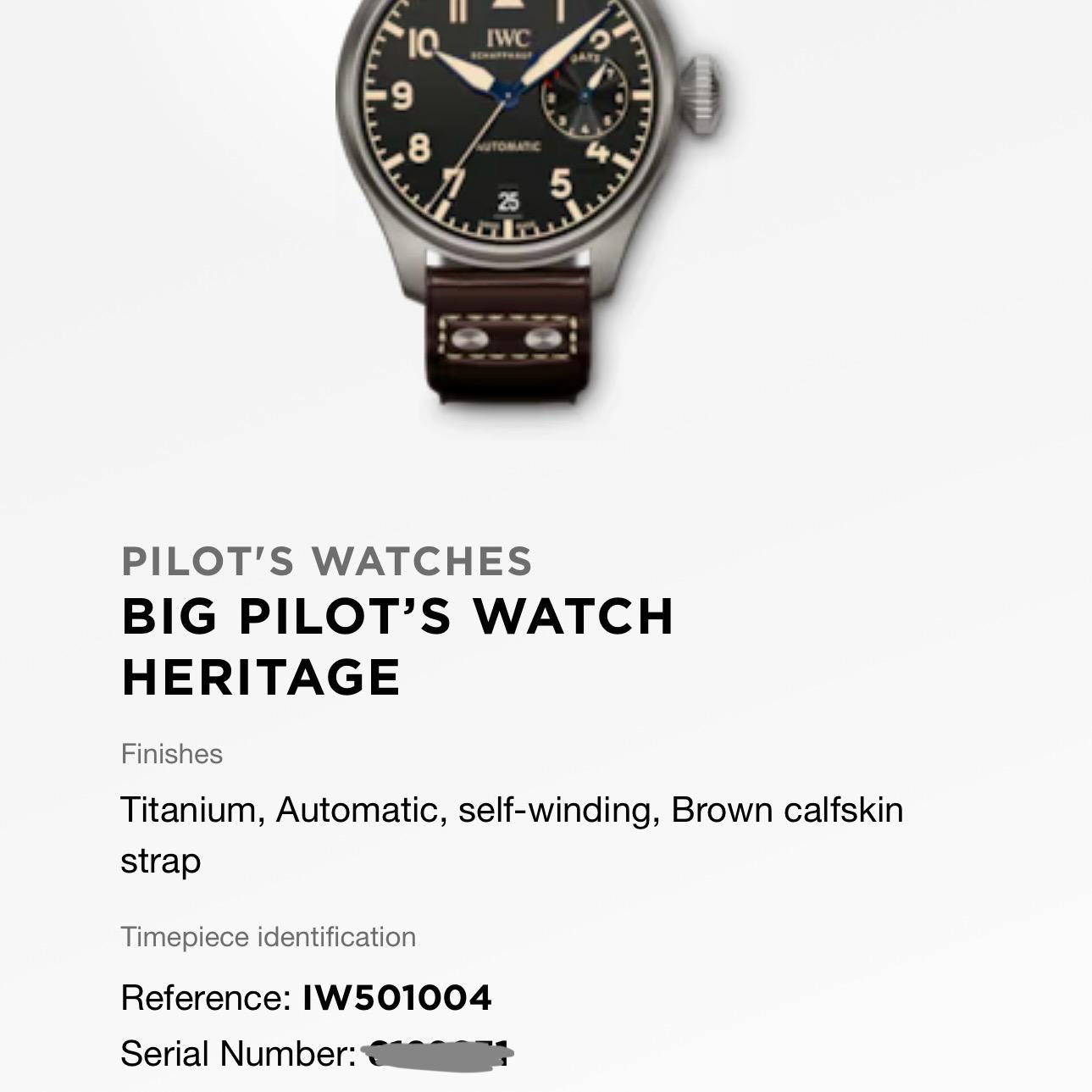 IWC Big Pilot Heritage IW501004 46mm Titanium 7 Day Power Reserve Full Set