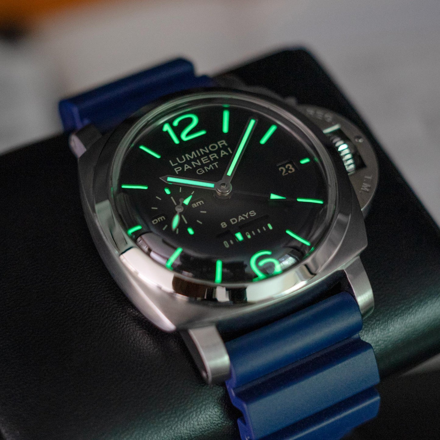 Panerai Luminor 1950 8 Days GMT PAM00233 44mm Steel Black Dial Box Papers 2014