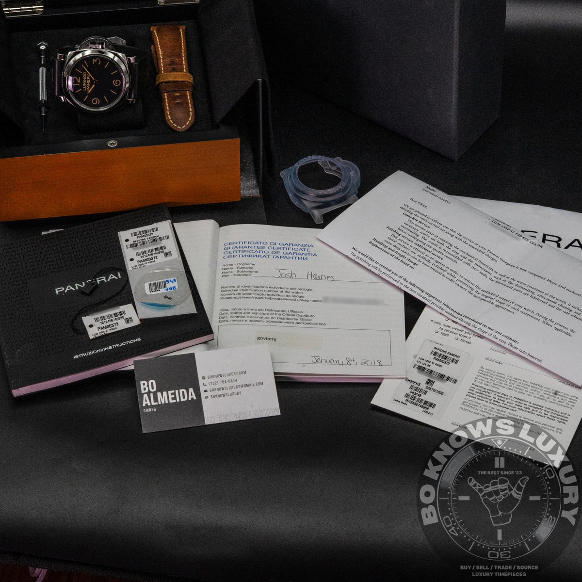 Panerai Luminor 1950 3 Days PAM00372 47mm Black Dial Box Papers 2018 Serviced
