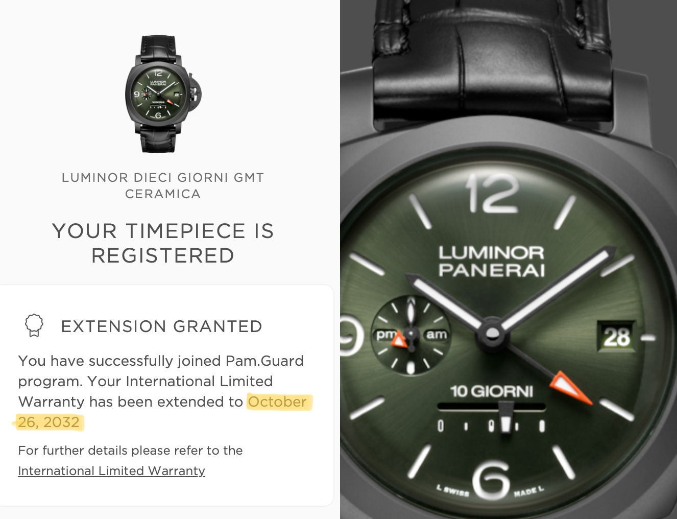 Panerai Luminor Dieci Giorni GMT PAM01483 Black Ceramic Green 44mm