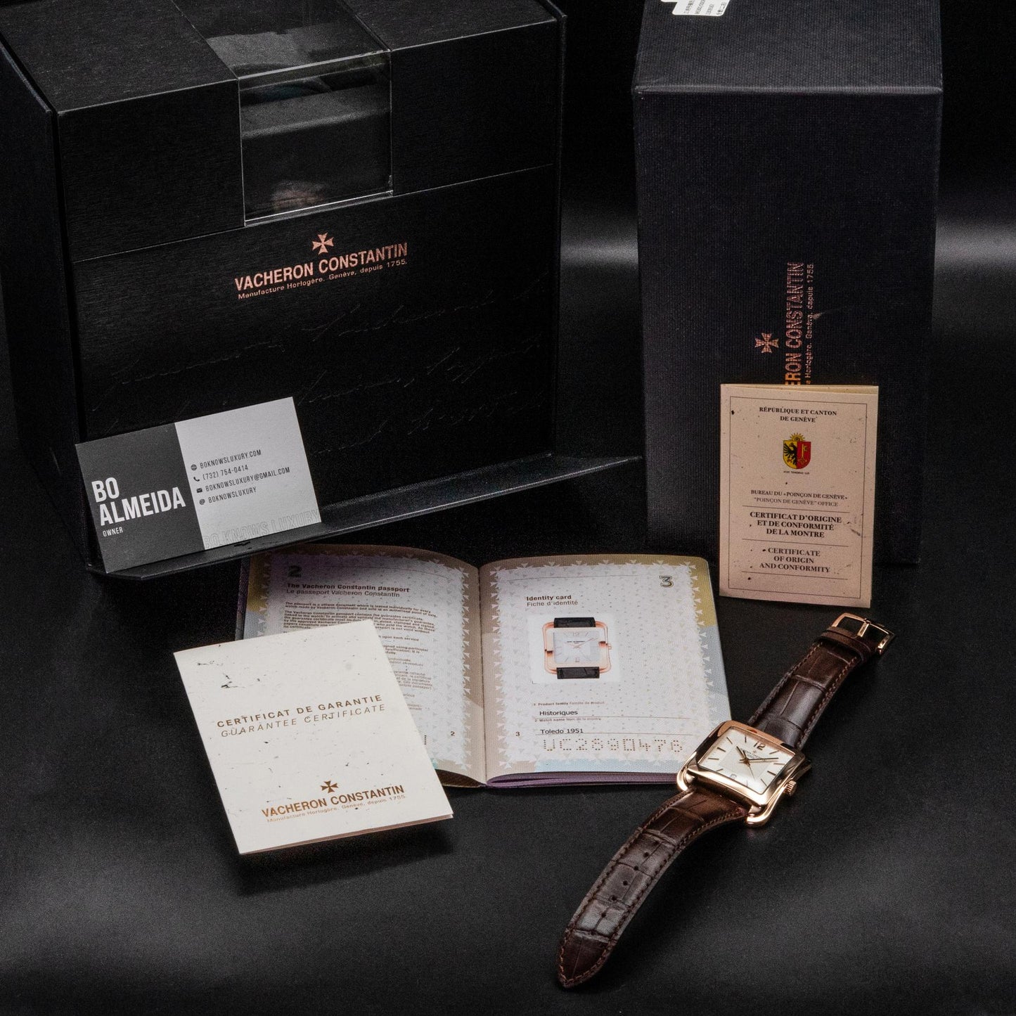 Vacheron Constantin Toledo 1951 86300/000R-9826 Rose Gold Silver Dial Box Papers