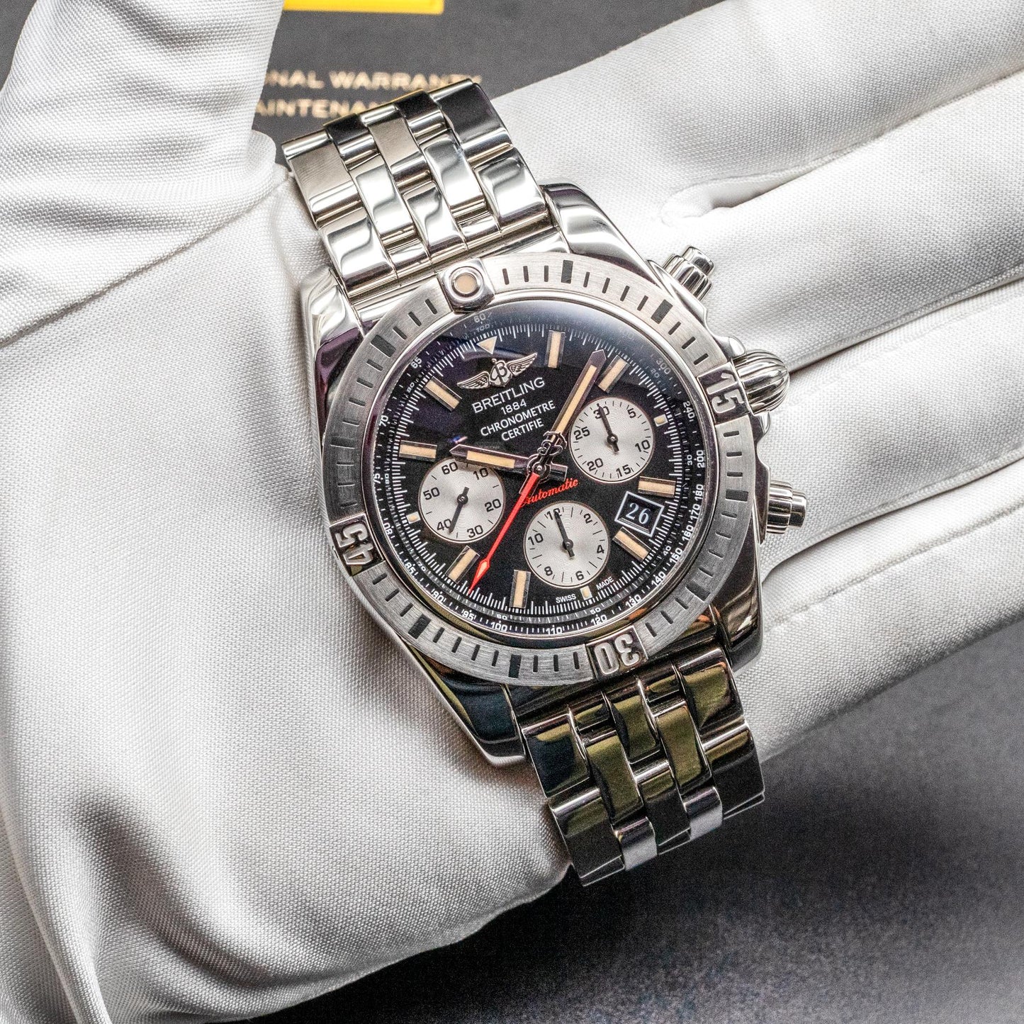 Breitling Chronomat 44 Airborne AB01154G/BD13-375A Steel Black Box Papers 2014