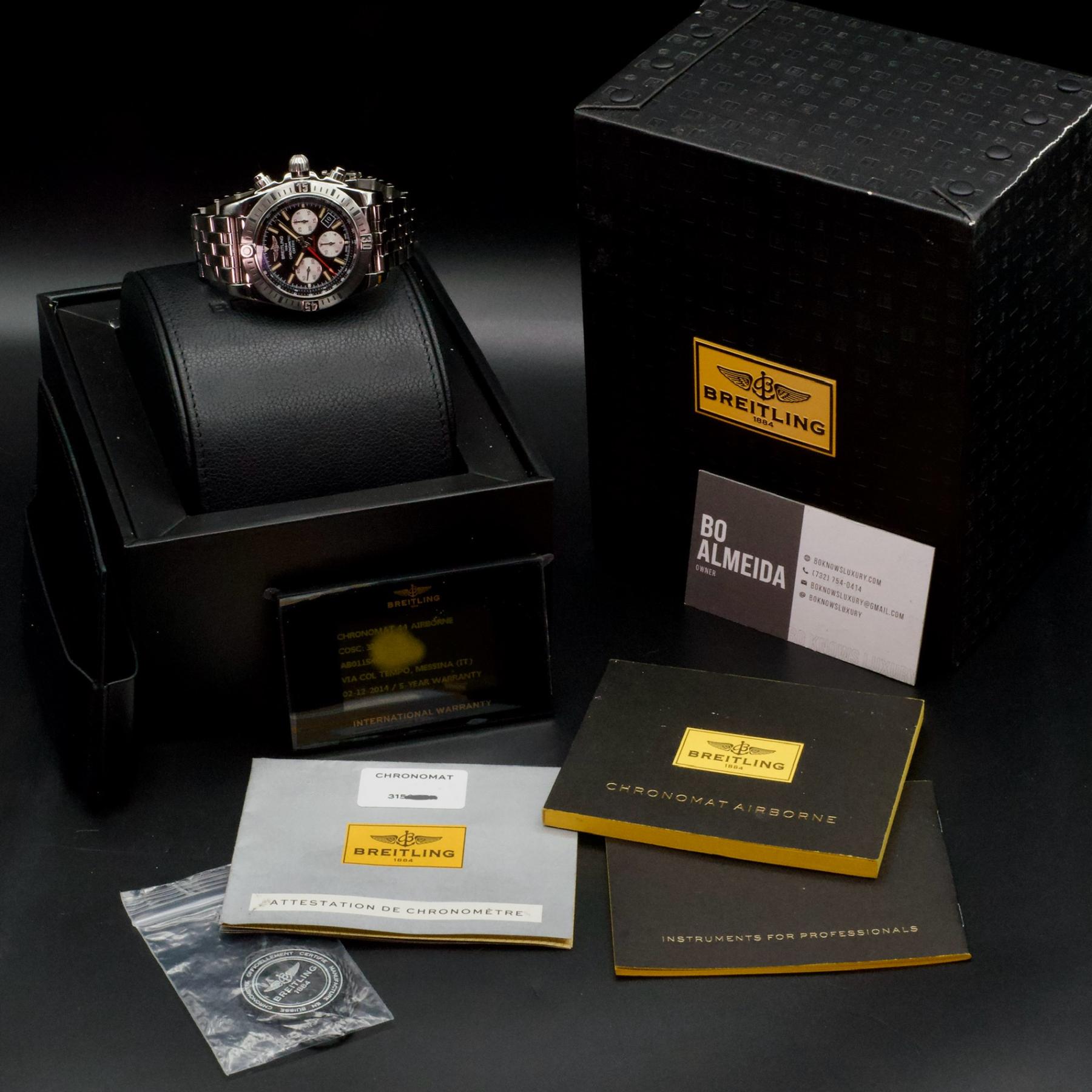 Breitling Chronomat Airborne Special Edition 44mm Black Dial Steel Bracelet B&P