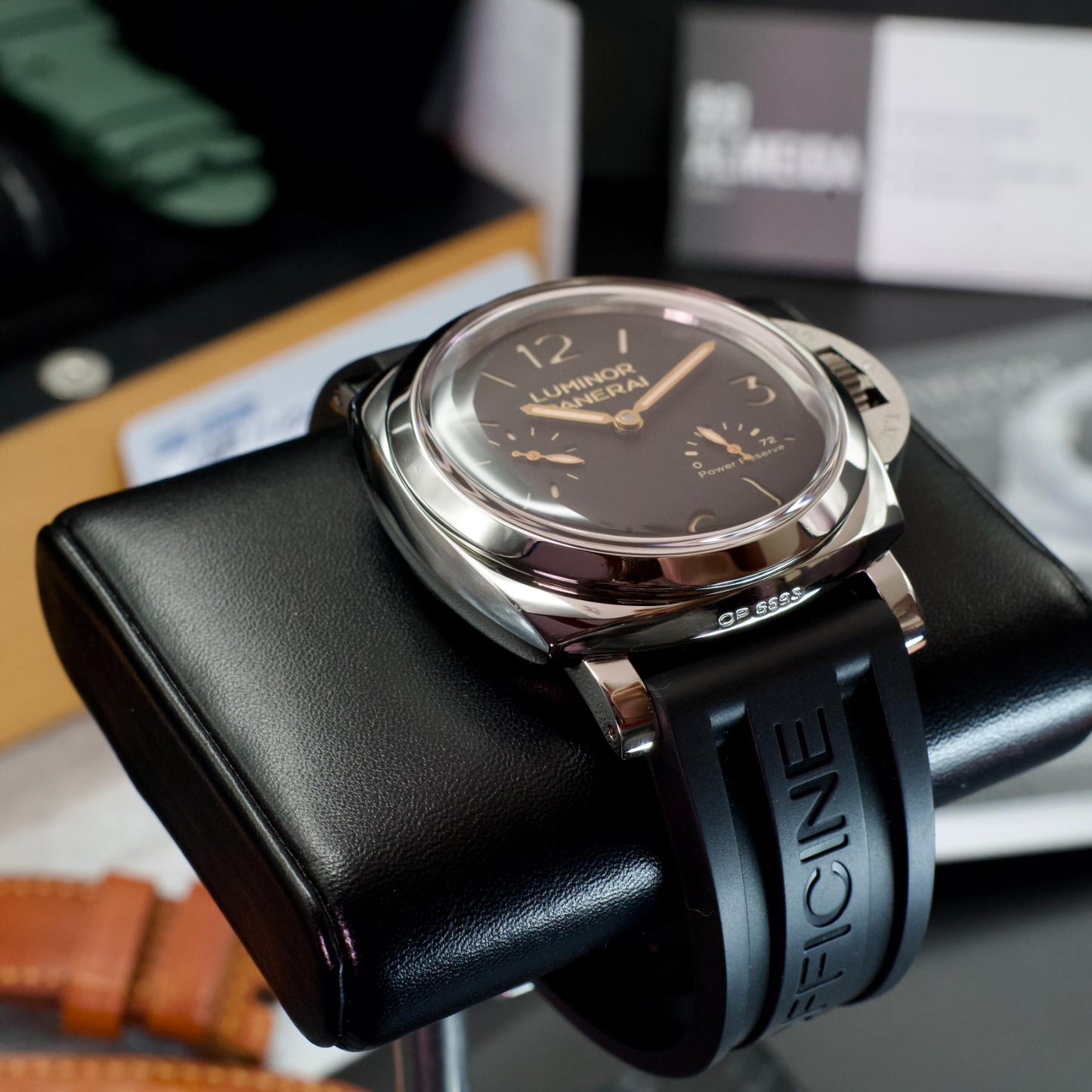 Panerai PAM00423 Luminor 1950 Power Reserve 47mm Steel Black Dial Box Papers