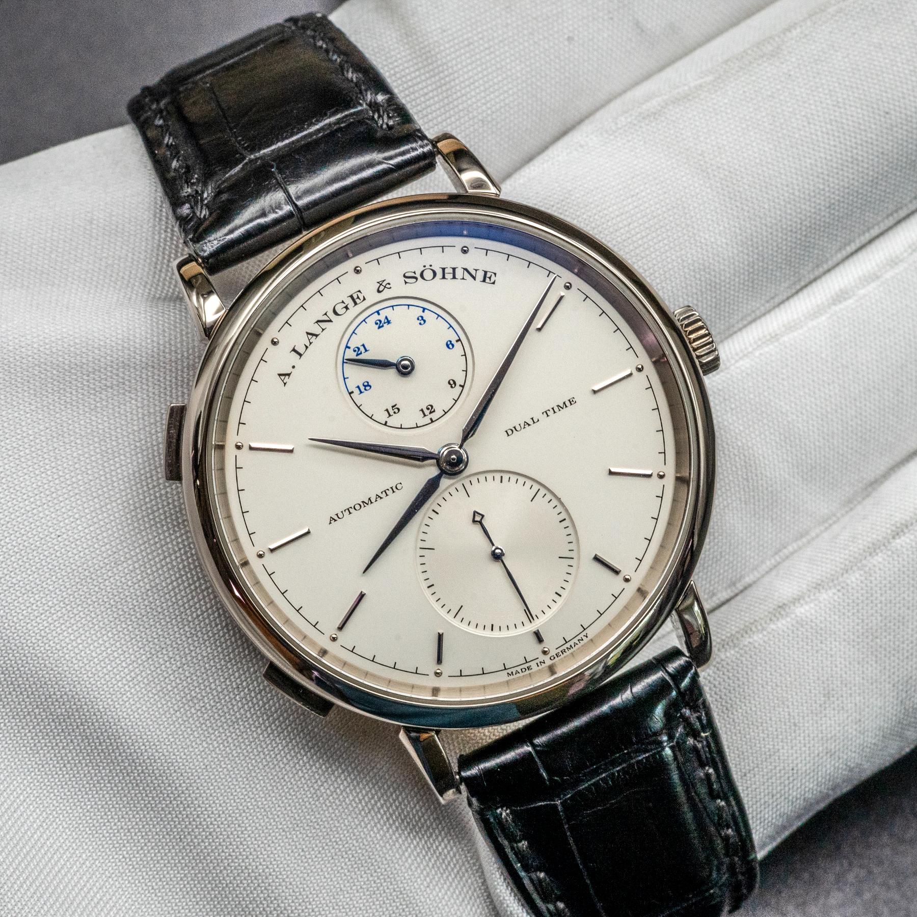 A. Lange & Sohne Saxonia Dual Time 385.026 40mm White Gold Box Papers 2015