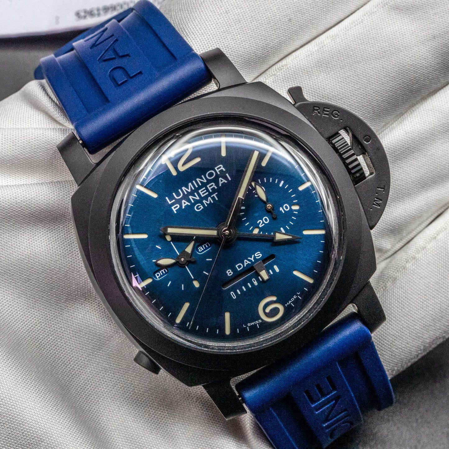 Panerai Luminor Chrono Monopulsante 8 Giorni GMT Blu Notte PAM01135 44mm