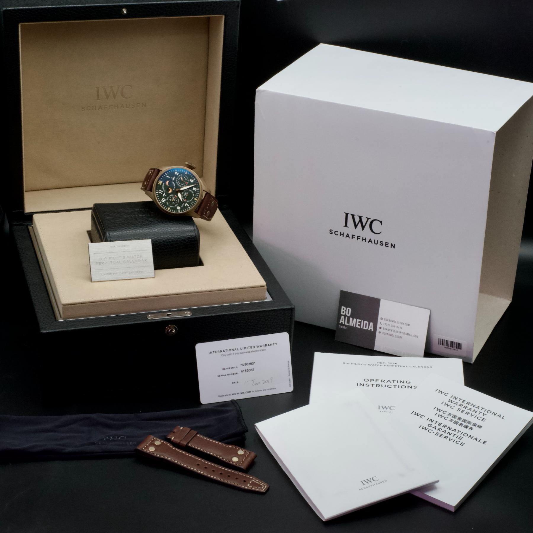 IWC Big Pilot Perpetual Calendar Spitfire Bronze 46.2mm Green IW503601