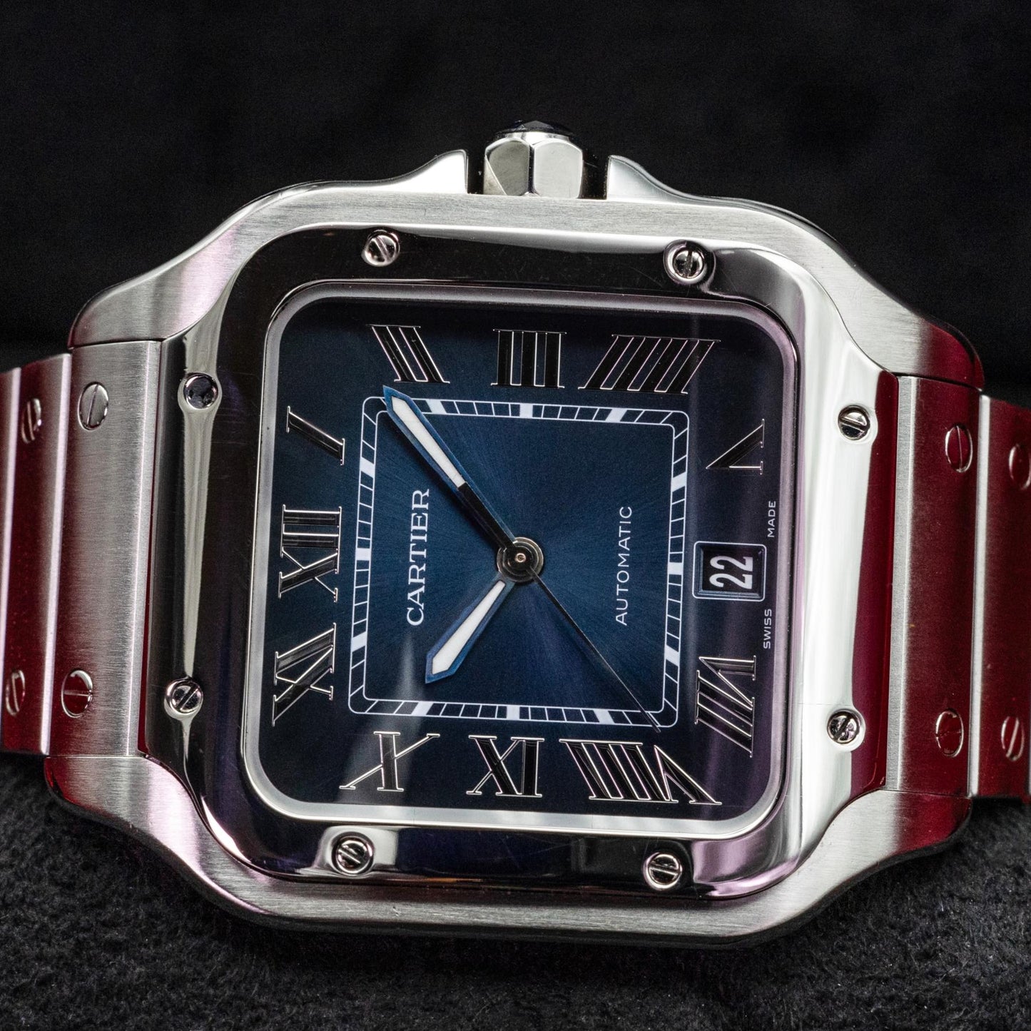 Cartier Santos De Cartier Large WSSA0030 Steel Blue Dial Box Papers 2021