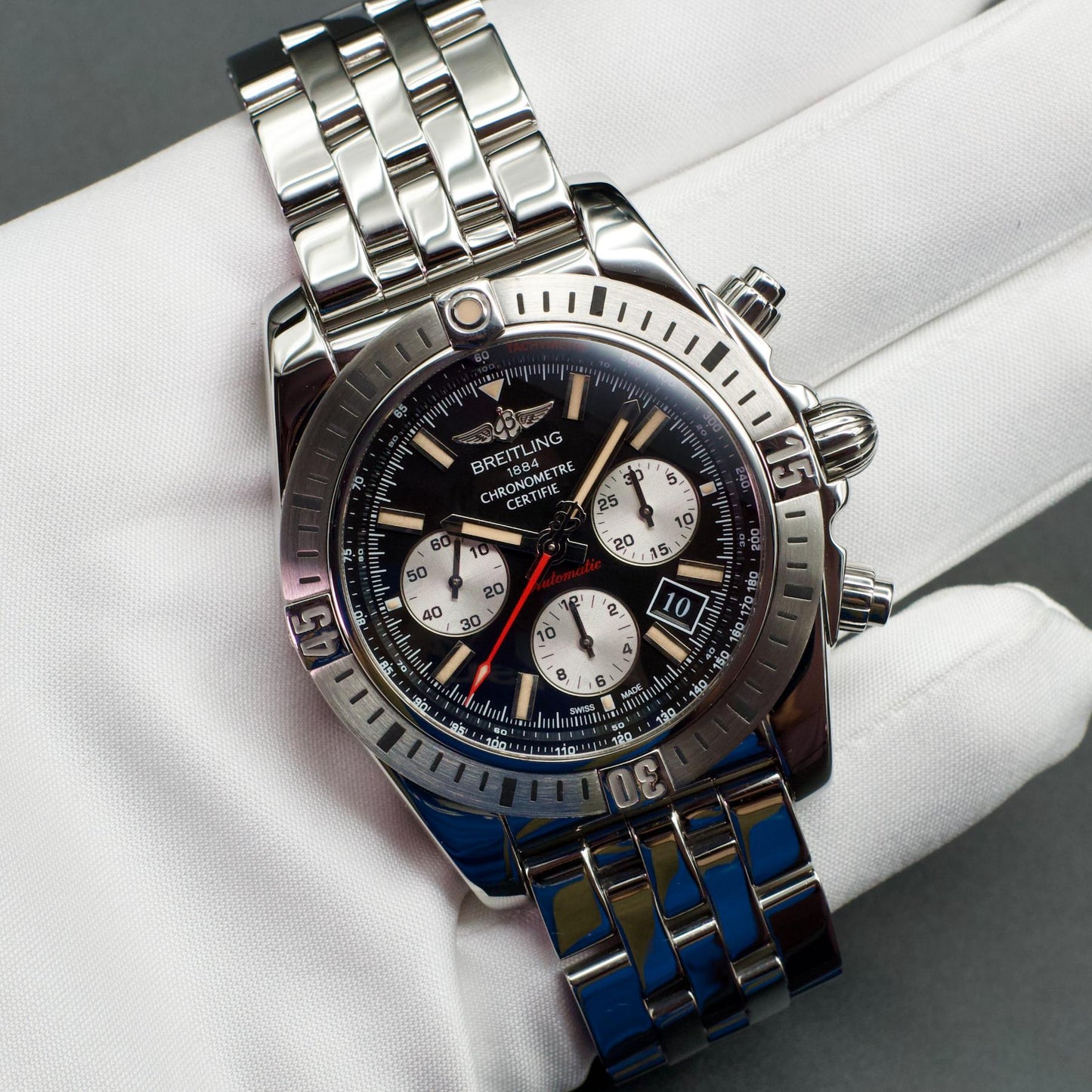 Breitling Chronomat Airborne Special Edition 44mm Black Dial Steel held in hand