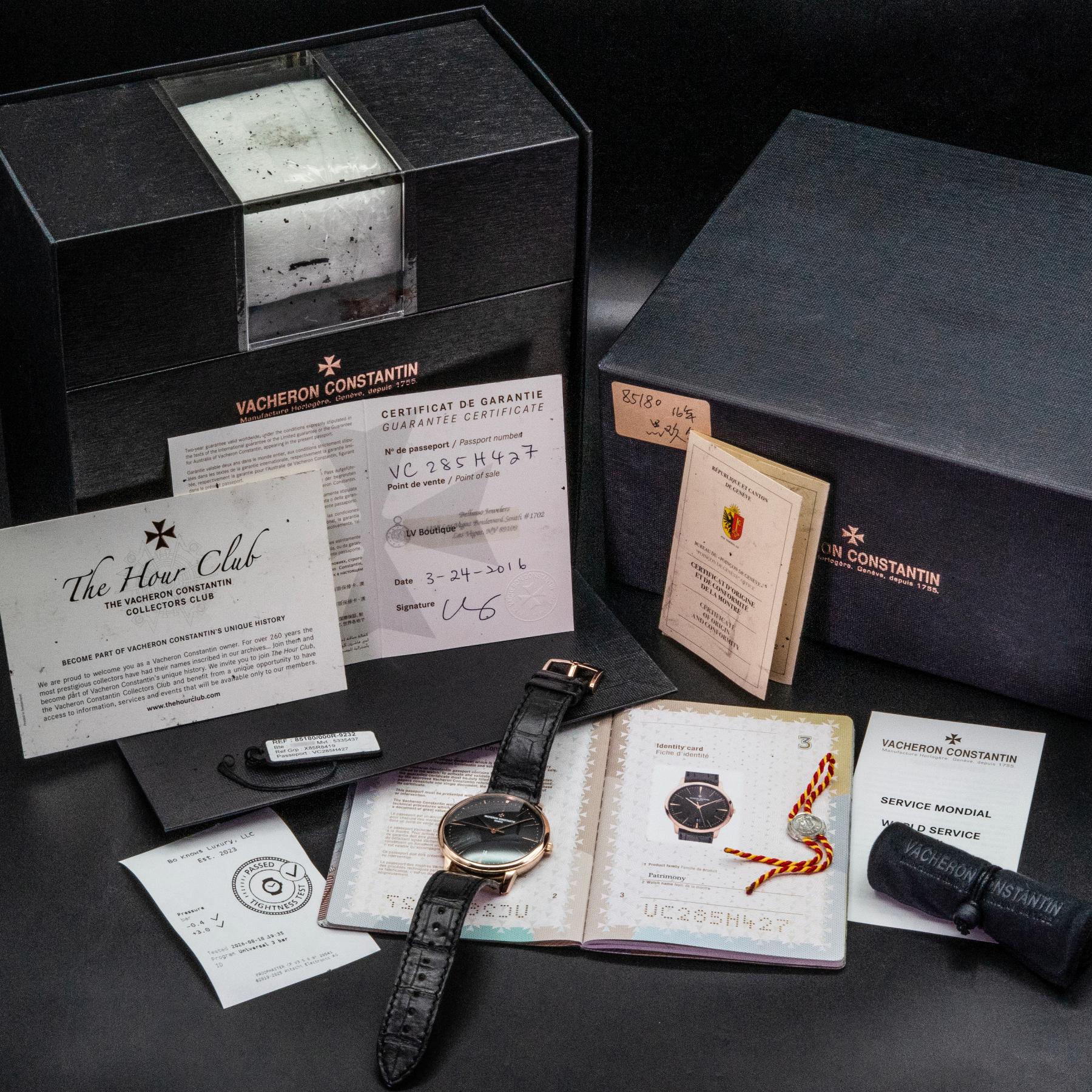 Vacheron Constantin Patrimony Automatic 85180/000R-9232 Rose Gold Black Dial