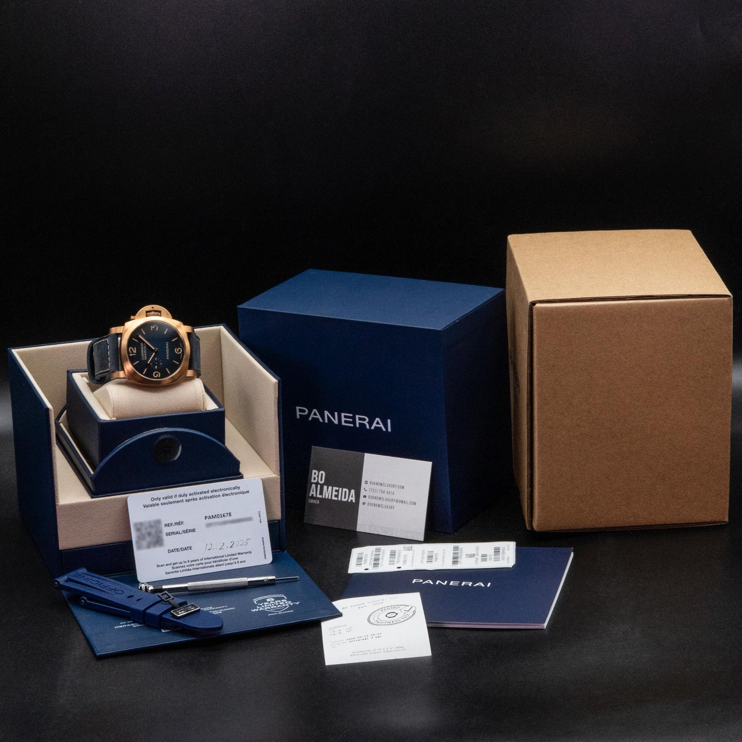 Panerai Luminor Marina Bronzo PAM01678 44mm Blue Sandwich Dial Box Papers 2025