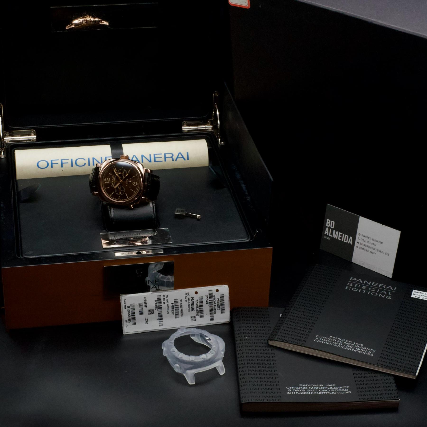 Panerai PAM00502 Radiomir 1940 Chrono Monopulsante GMT Red Gold 45mm Ltd 300
